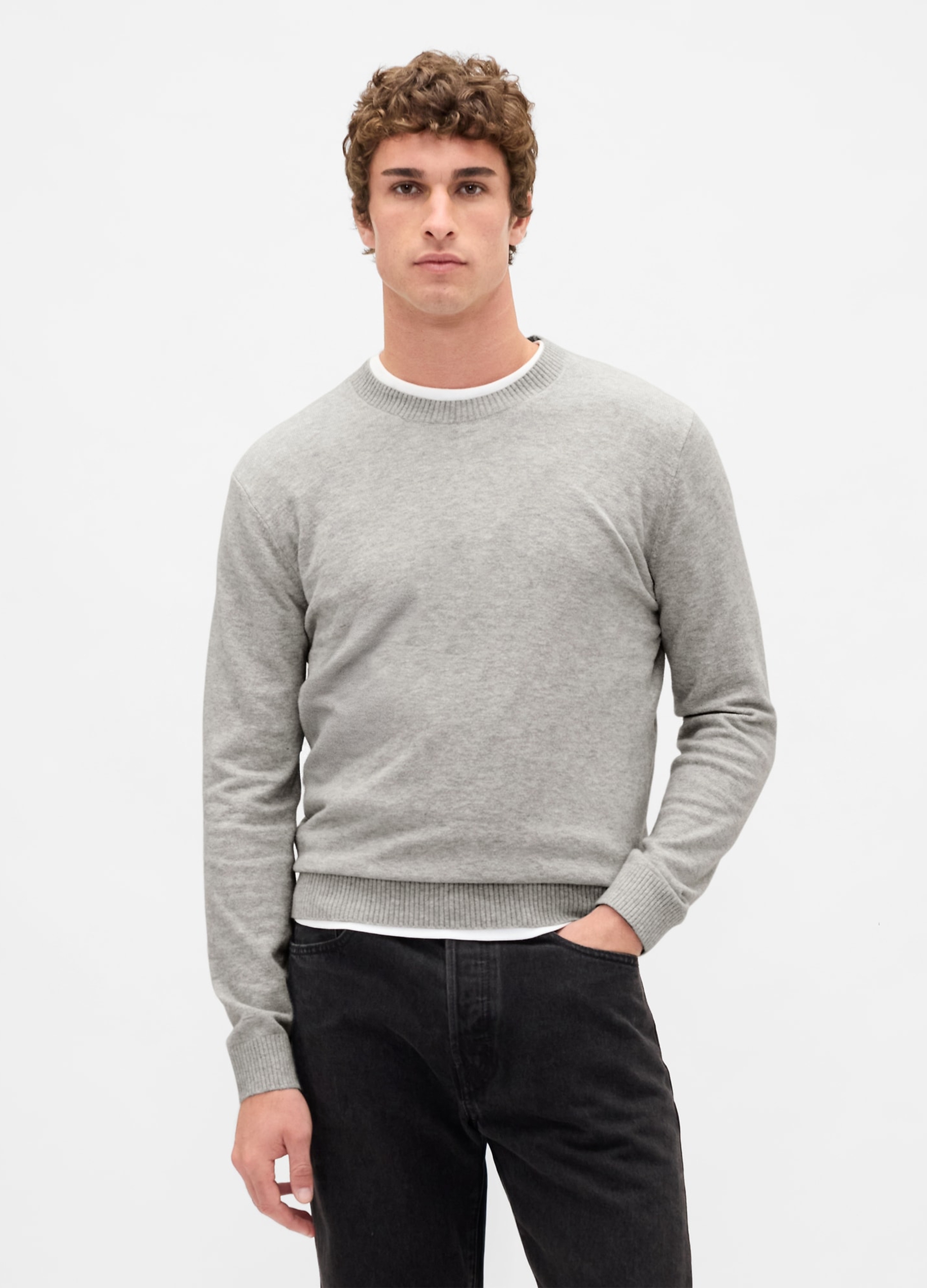GAP, Maglione Cashsoft Girocollo In Misto Cotone, Uomo, Grigio, Taglia: XS