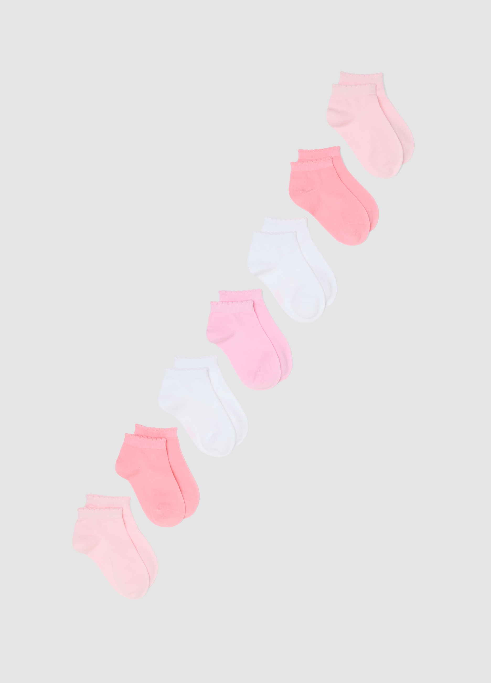 OVS KIDS, Multipack De Calcetines Cortos Multicolores De Mezcla De Algodón Para Niñas, Niña, Pink/White, Talla: 28/30