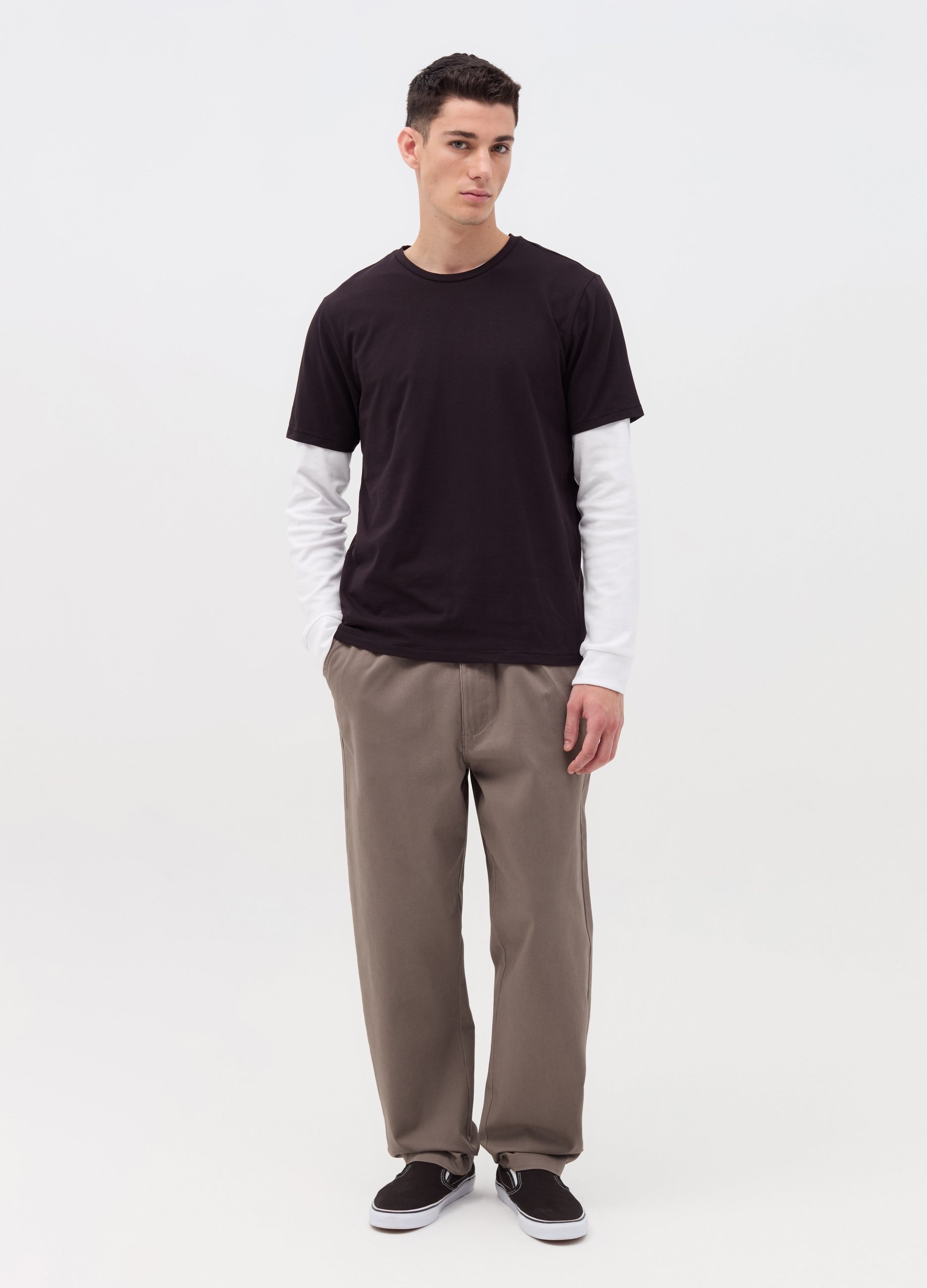 Chinos De Algodón Oxford Elástico, Hombre, Marrón claro, Talla: L