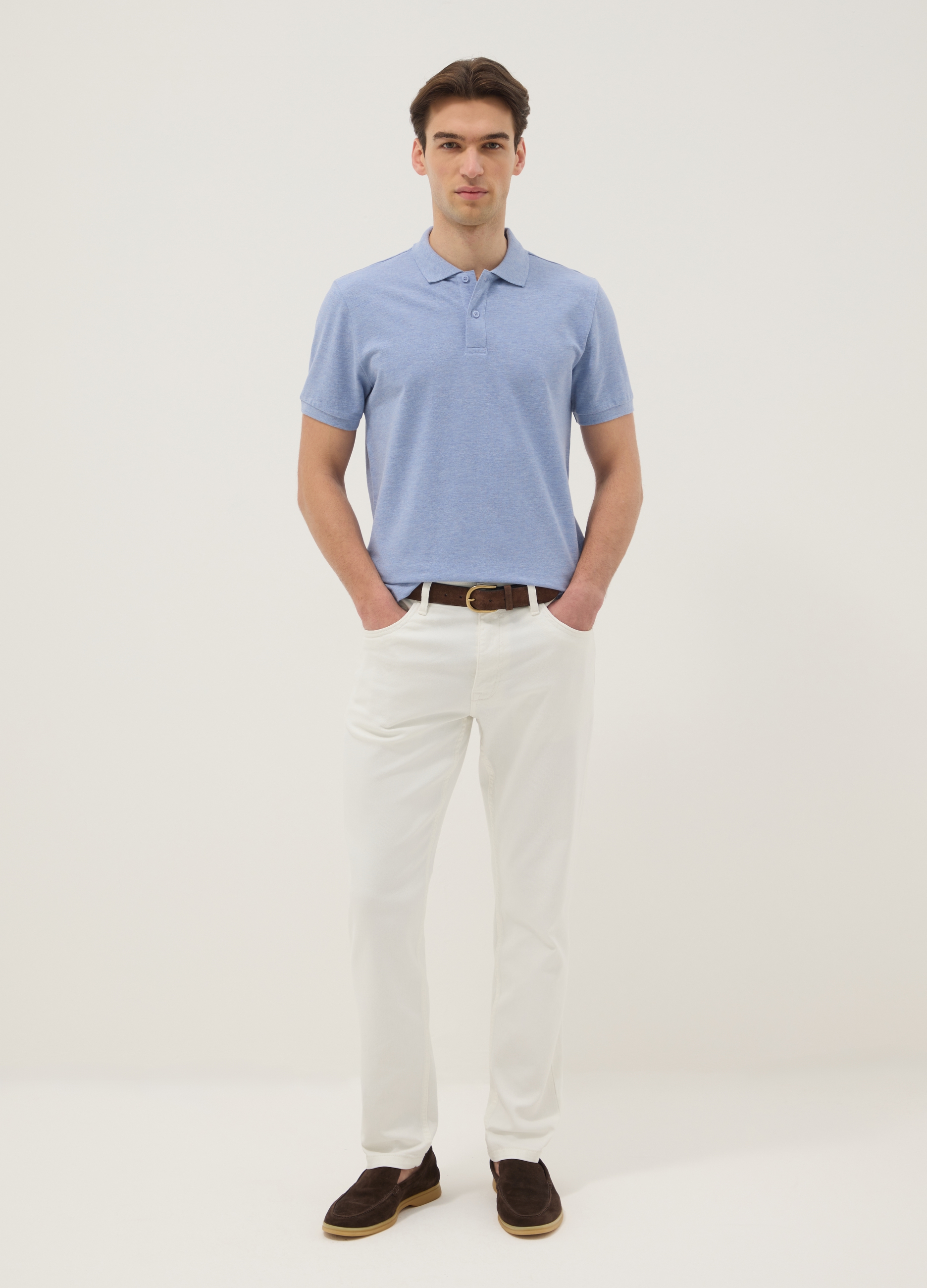 Vaqueros Slim Fit De Algodón Elástico Blanco Con Cinco Bolsillos, Hombre, Blanco óptico, Talla: 48