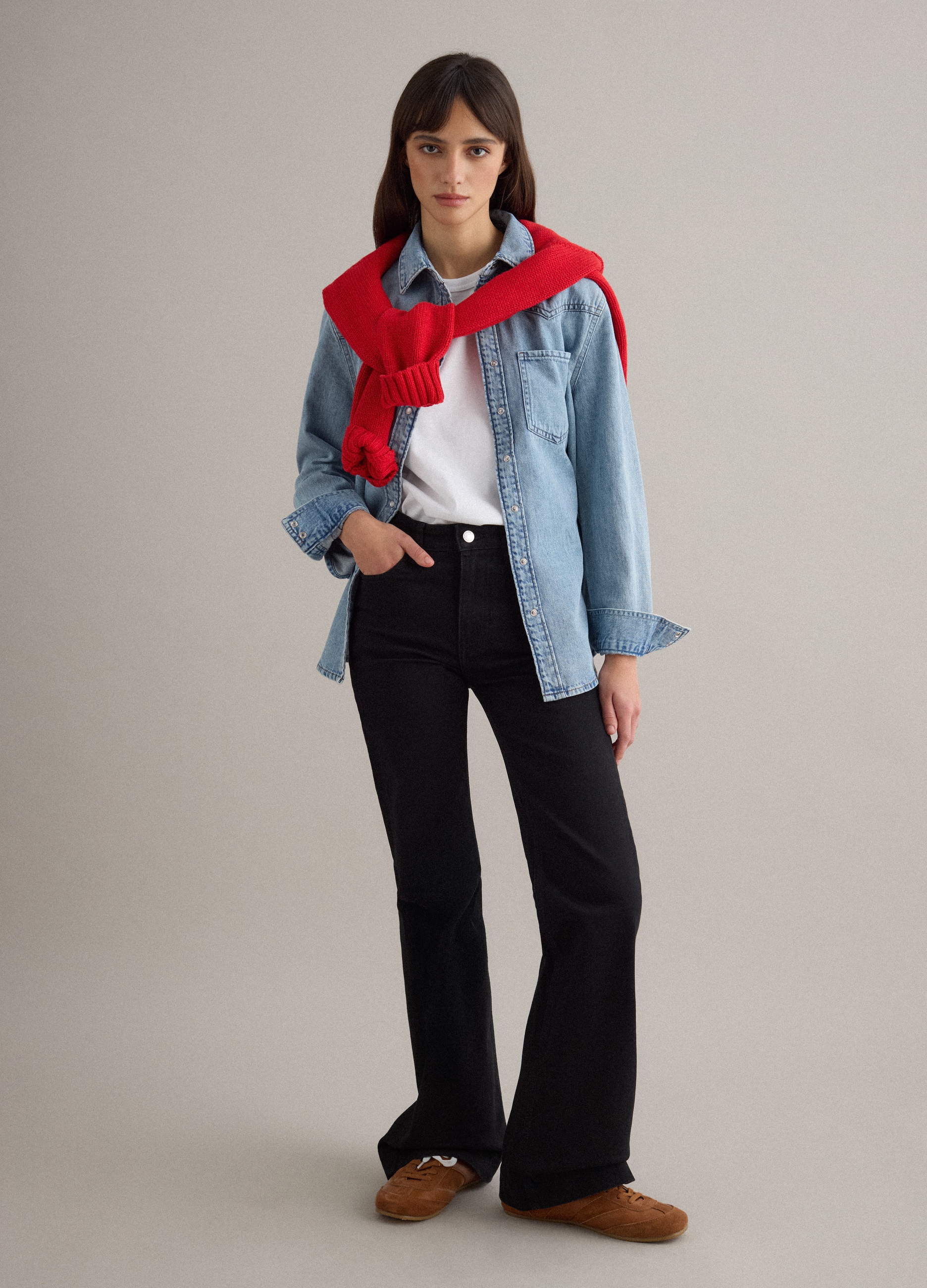 PIOMBO, Vaqueros Bootcut Negros De Algodón Elástico, Mujer, Gunmetal, Talla: 42