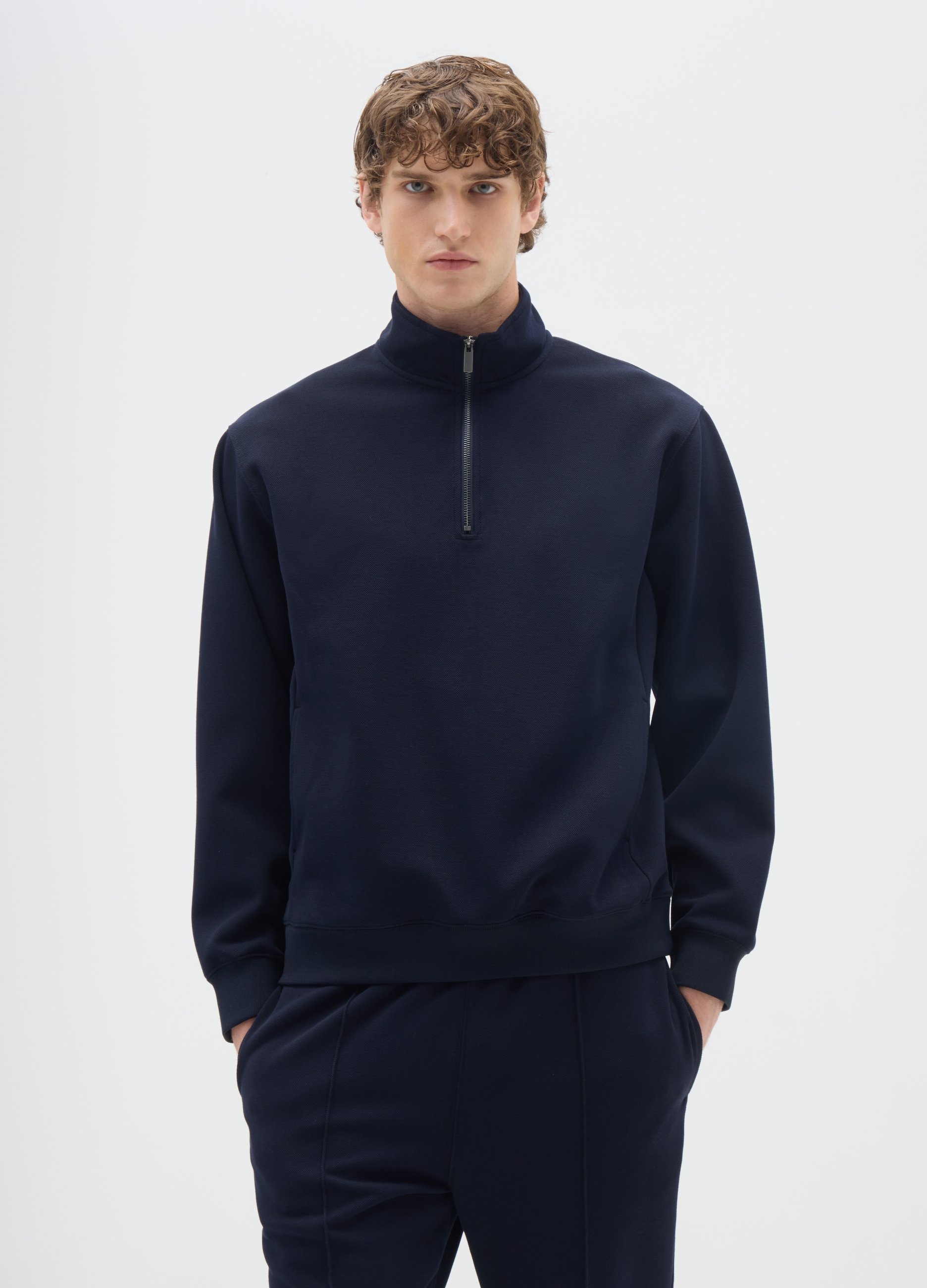 OVS, Sudadera Azul Con Media Cremallera, Hombre, Azul marino, Talla: S