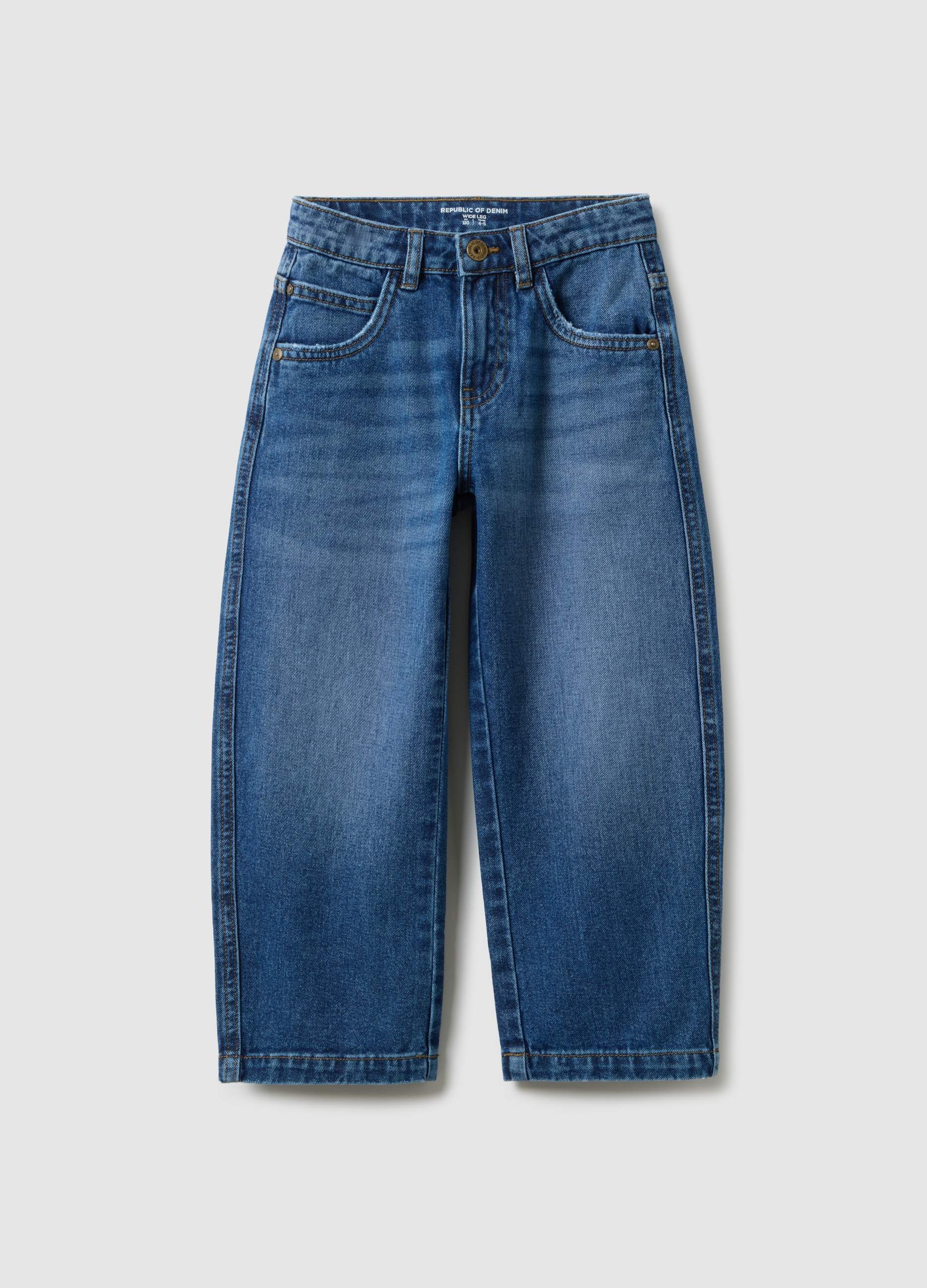 Republic Of Denim, Weit Geschnittene Blaue Jeans Aus Reiner Baumwolle Für Kinder, Junge, Denim, Größe, 7-8
