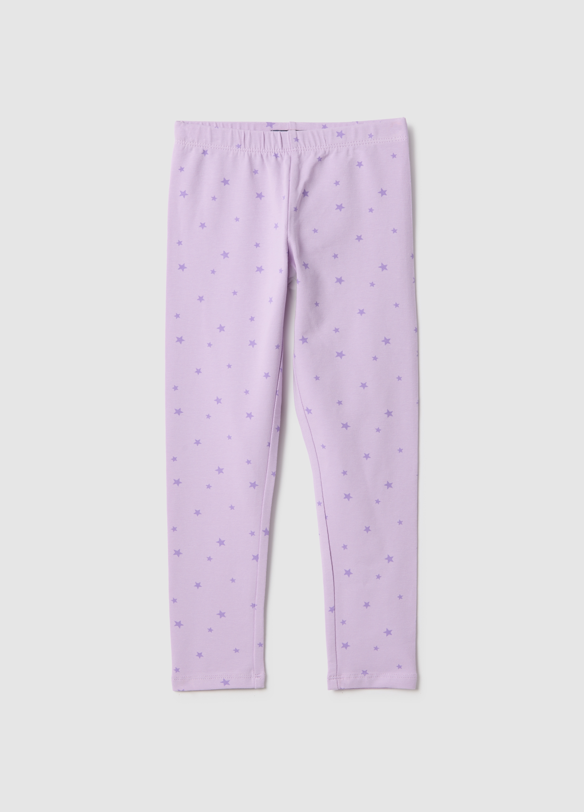 OVS KIDS, Leggings Morados Ajustados Para Niñas De Algodón Elástico Con Estrellas, Niña, Lila claro, Talla: 5-6