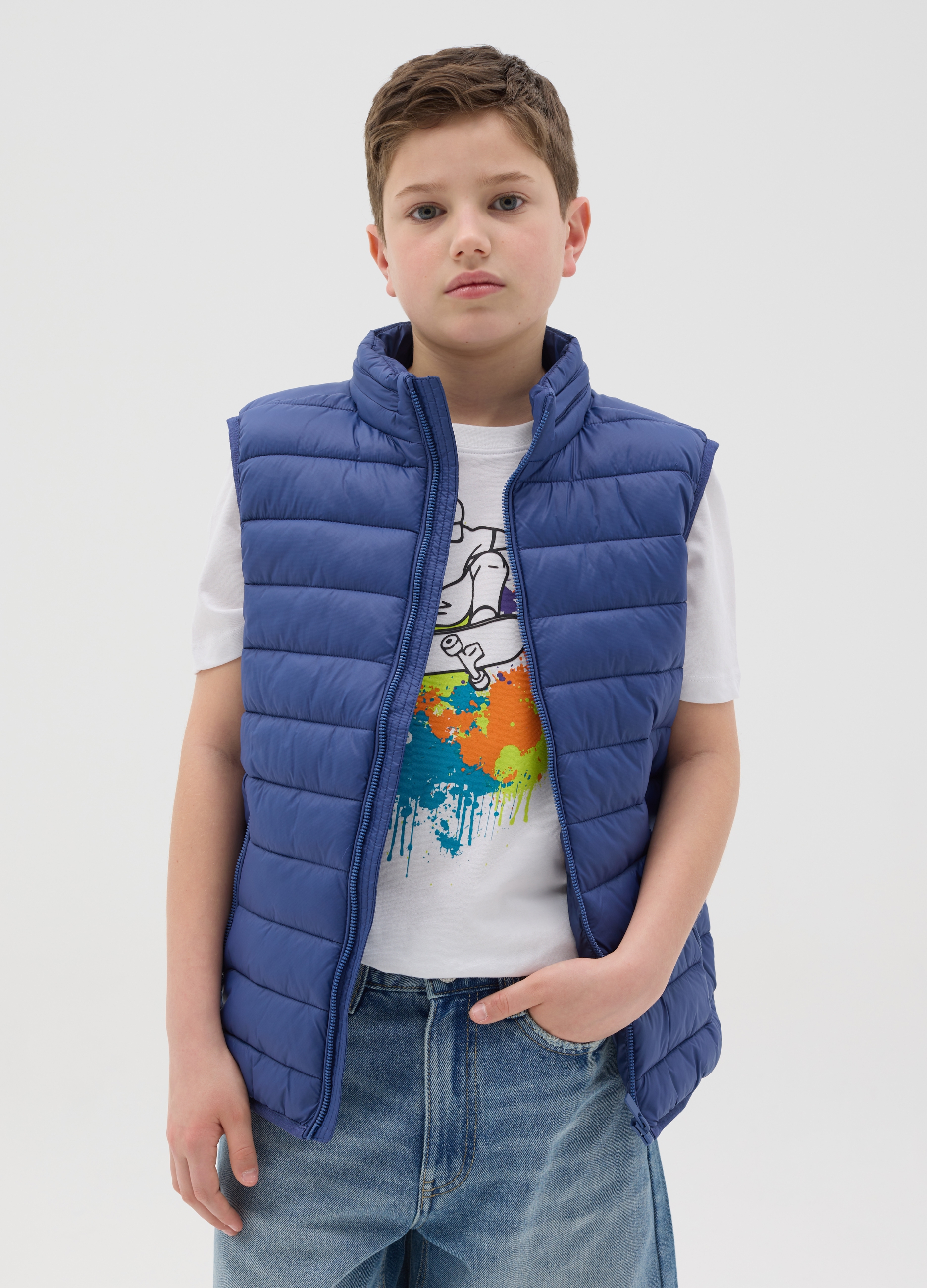 OVS, Gilet Ultralight Idrorepellente, Bambino, Blu, Taglia: 11-12