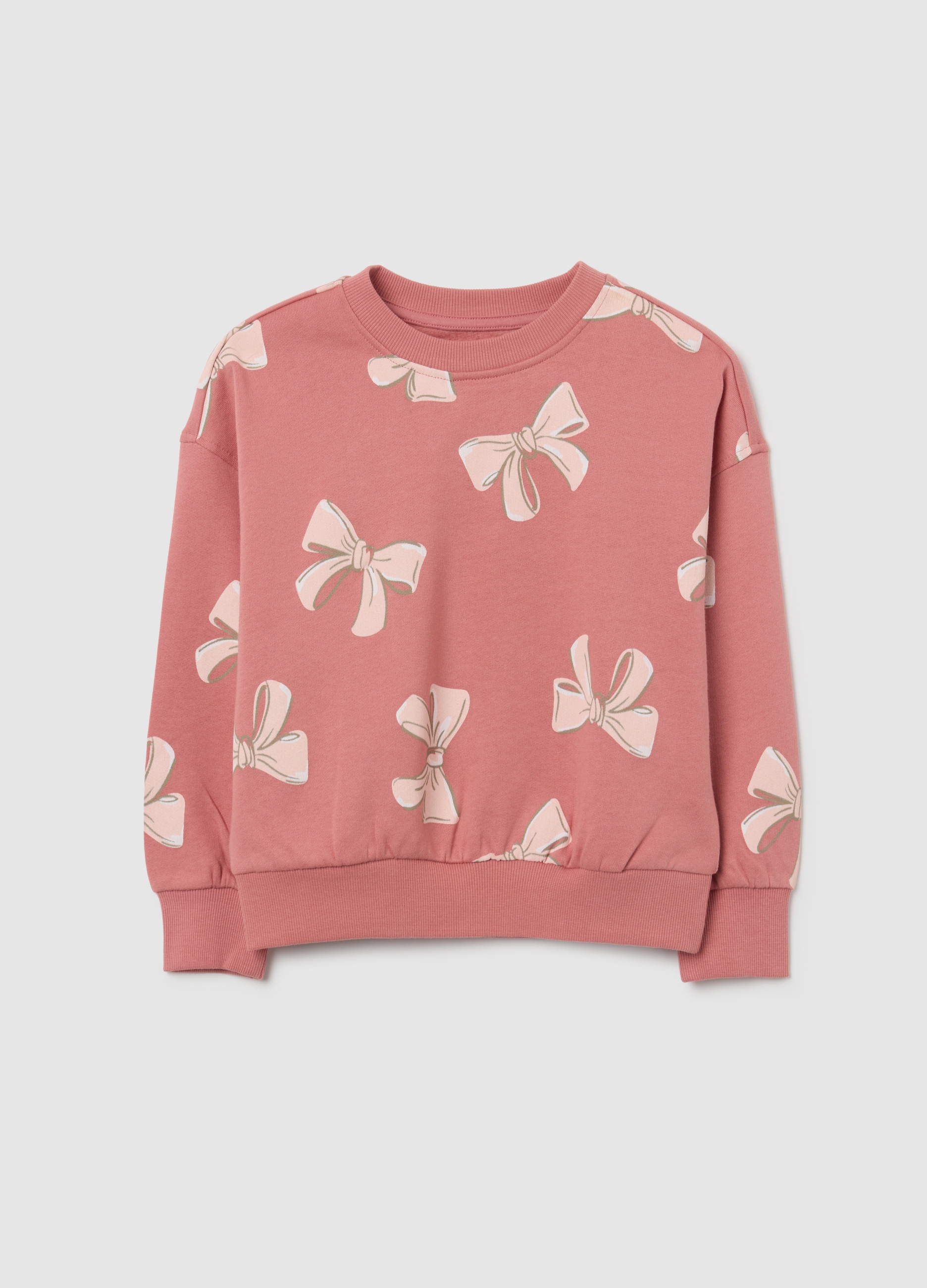 OVS KIDS, Sudadera Rosa De Algodón Puro Para Niña, Ajuste Regular Con Cuello Redondo, Niña, Rosa en polvo, Talla: 4-5