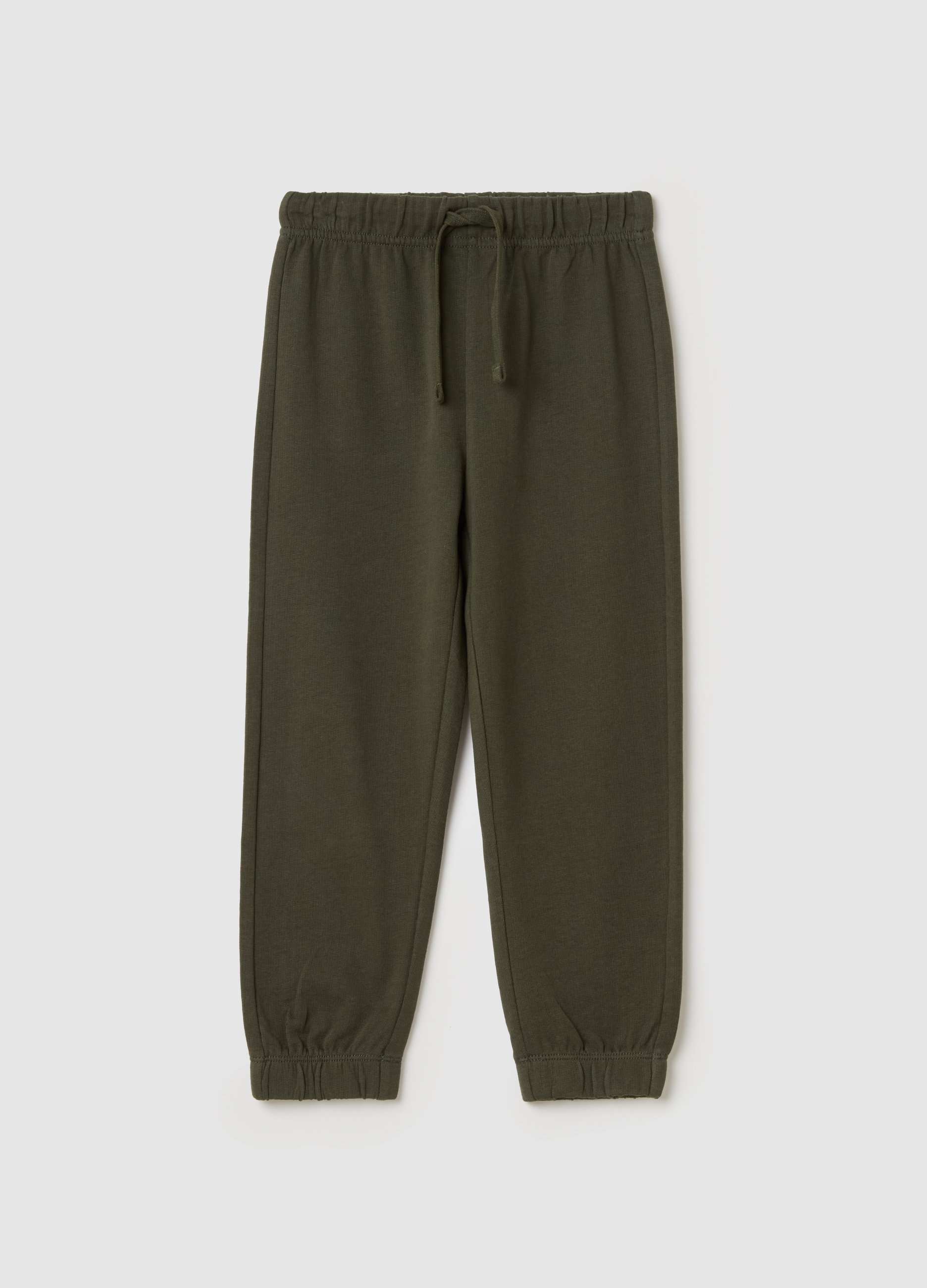 Joggers Con Cordón Y Ribetes Elásticos, Niño, Verde militar, Talla: 9-10