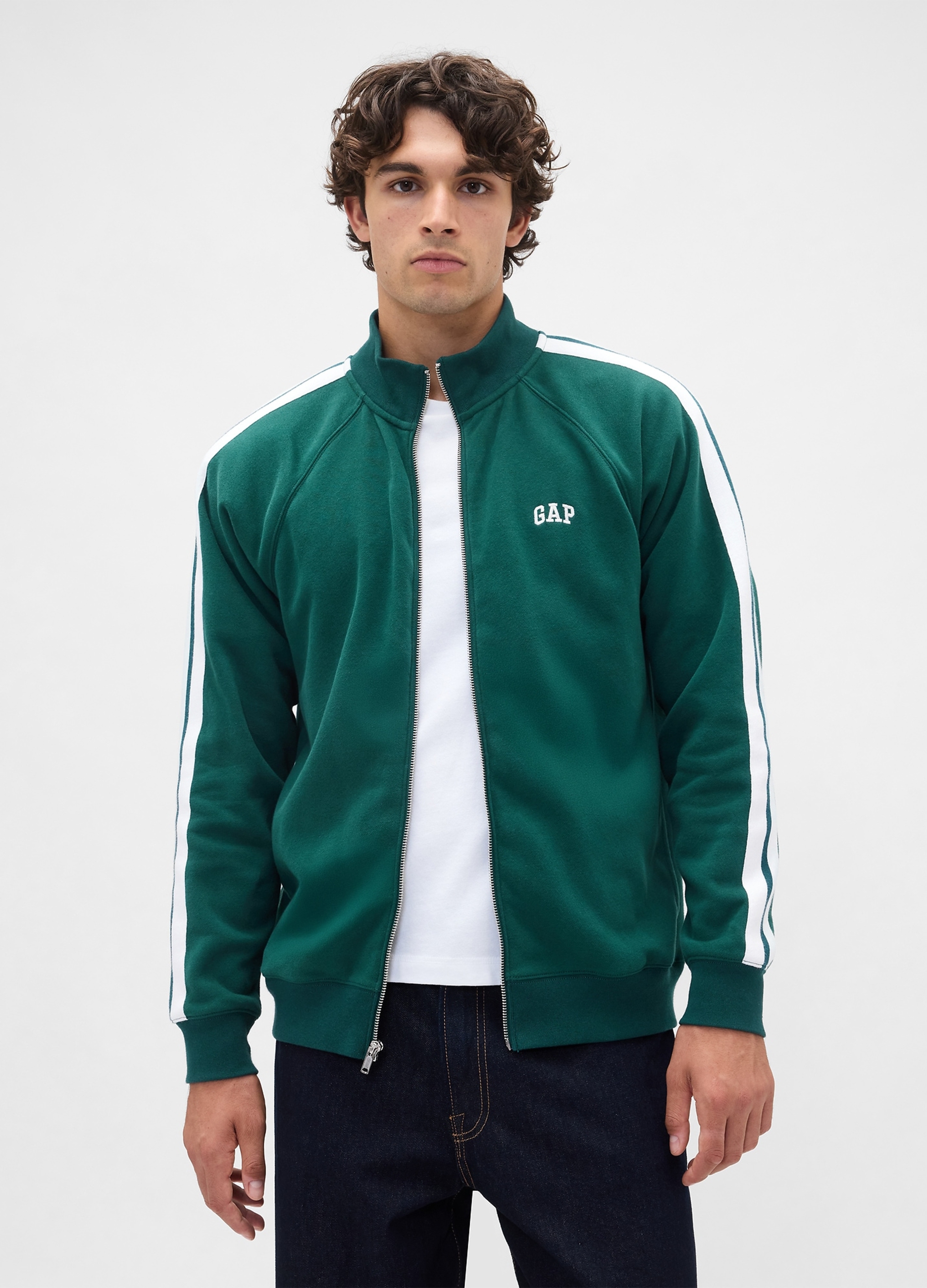 GAP, Felpa Con Zip Con Logo Gap, Uomo, Verde, Taglia: L