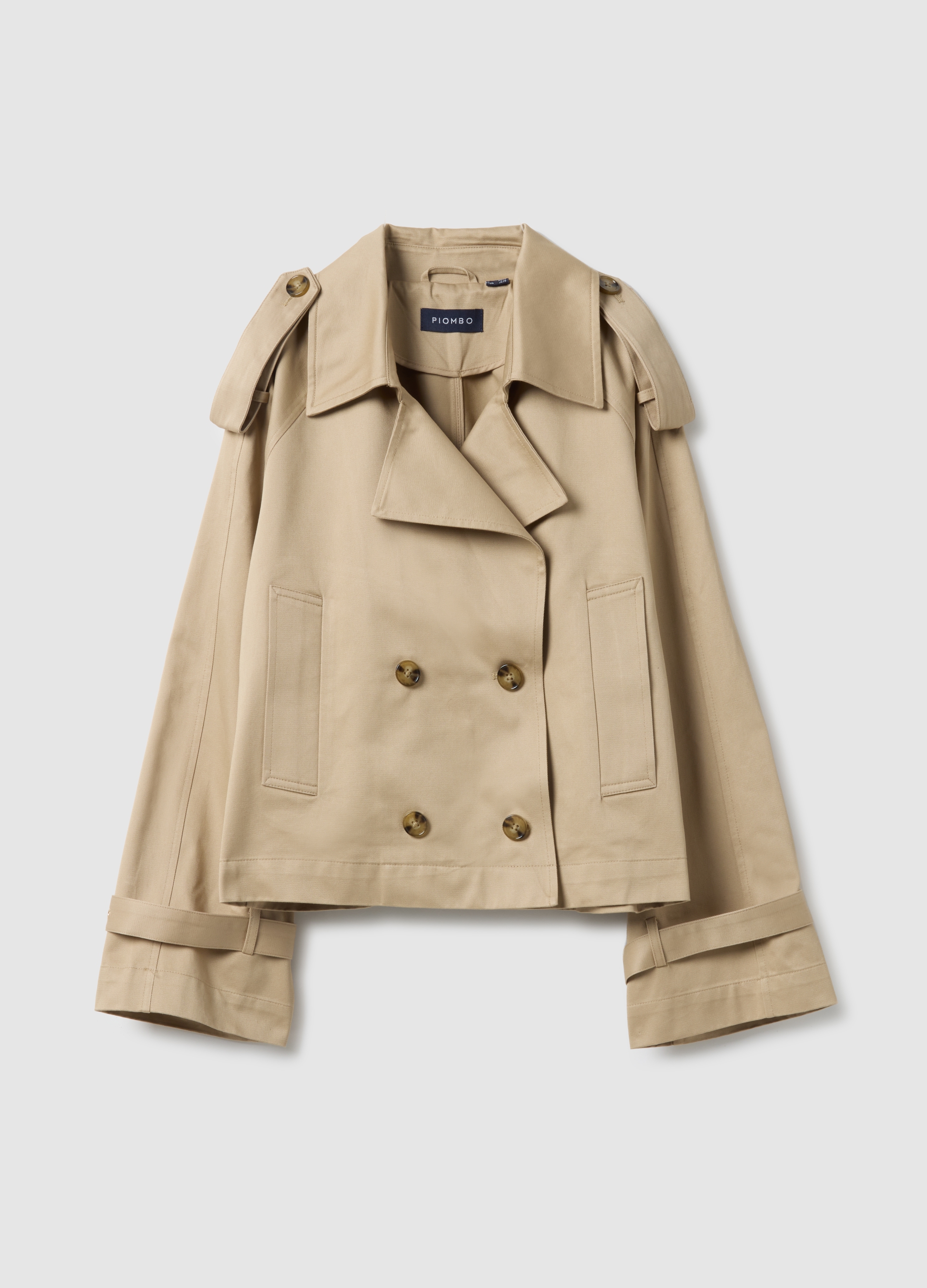 PIOMBO, Gabardina Cruzada En Algodón Beige Puro Ajuste Regular, Mujer, Beige Claro, Talla: XS/S