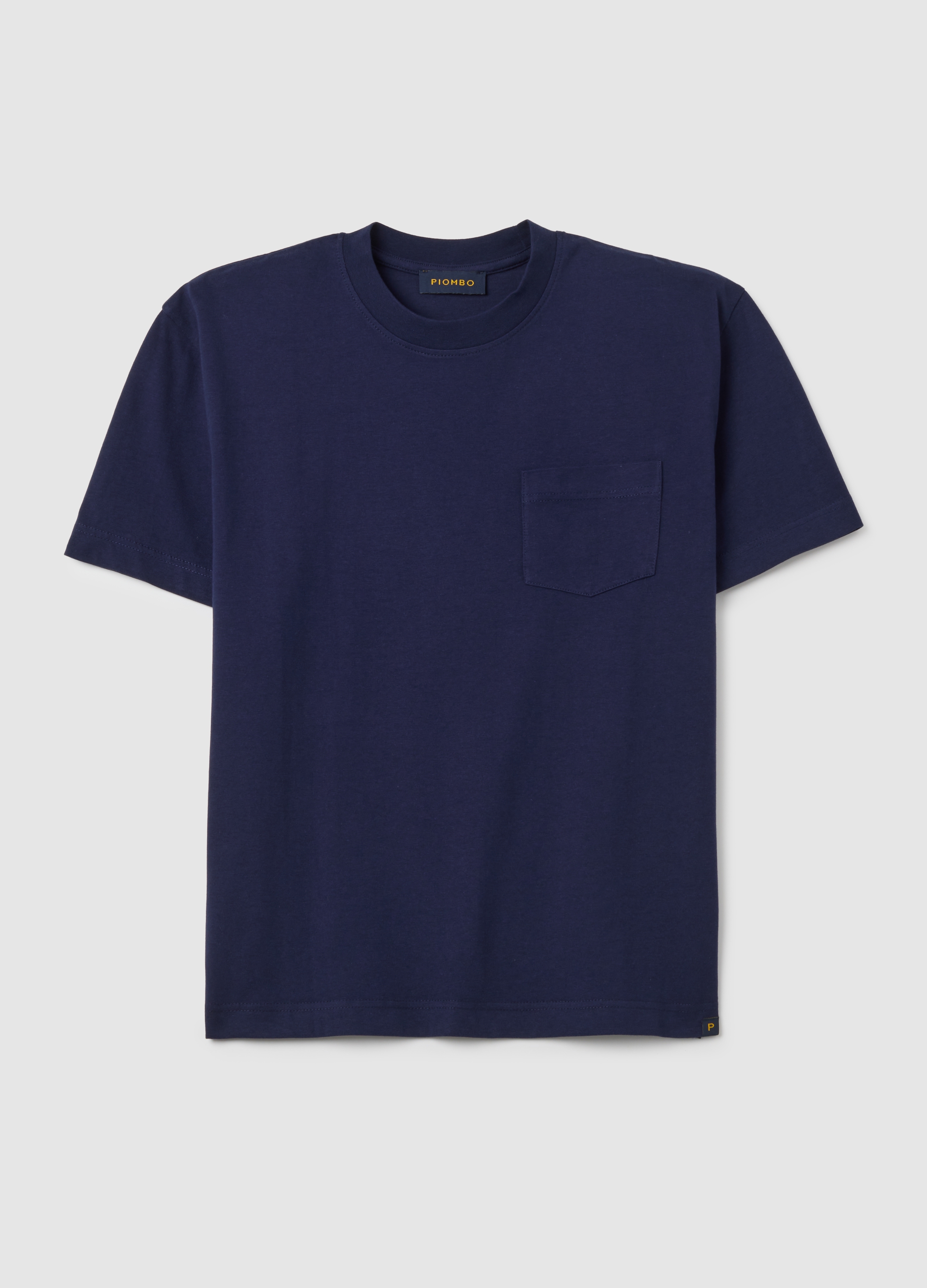 T-shirt In Puro Cotone Blu Regular Fit, Hombre, Azul oscuro, Talla: L