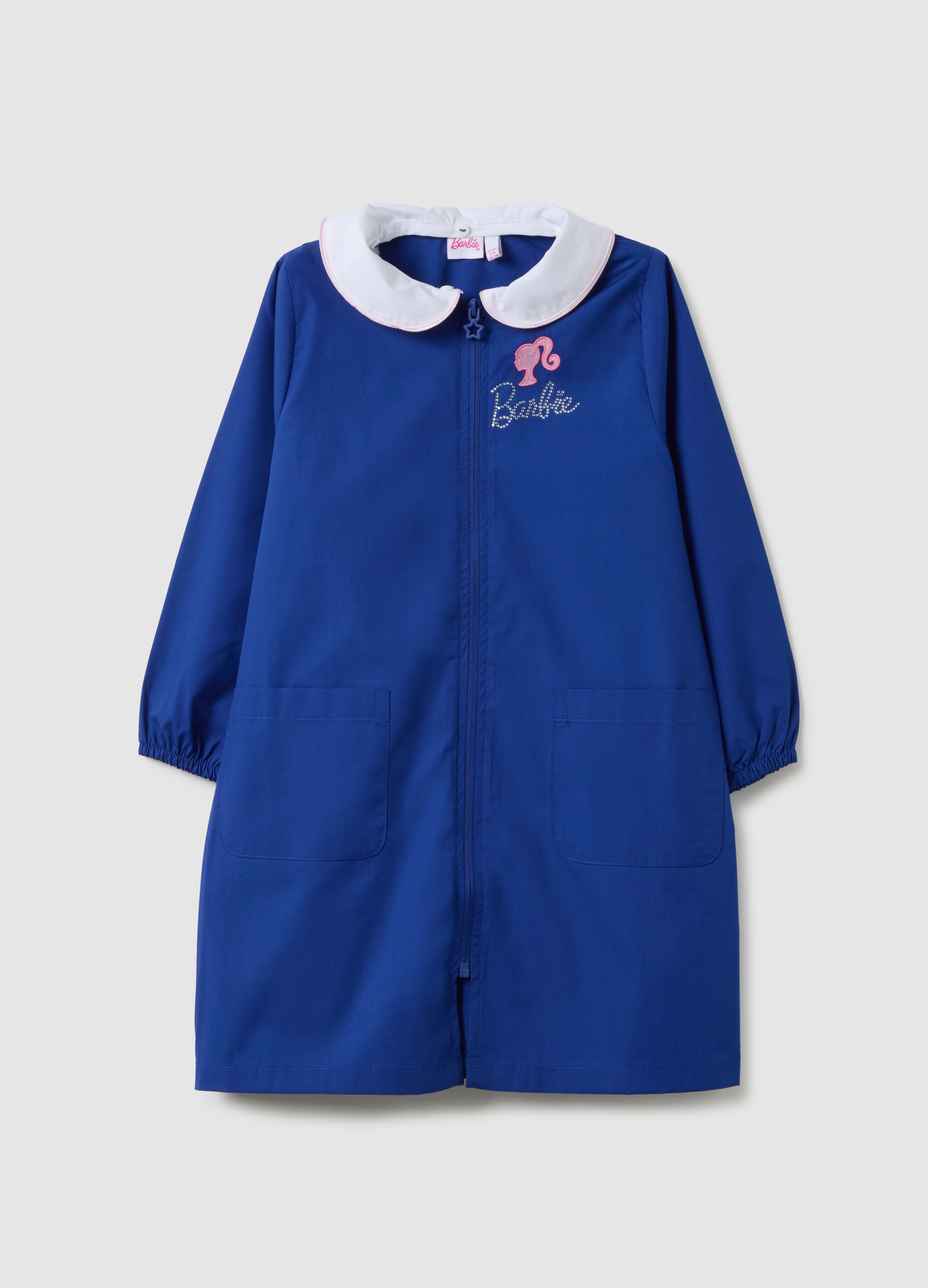 OVS, Grembiule Scolastico Da Bambina In Misto Cotone Blu, Multicolor, Taglia: 5-6