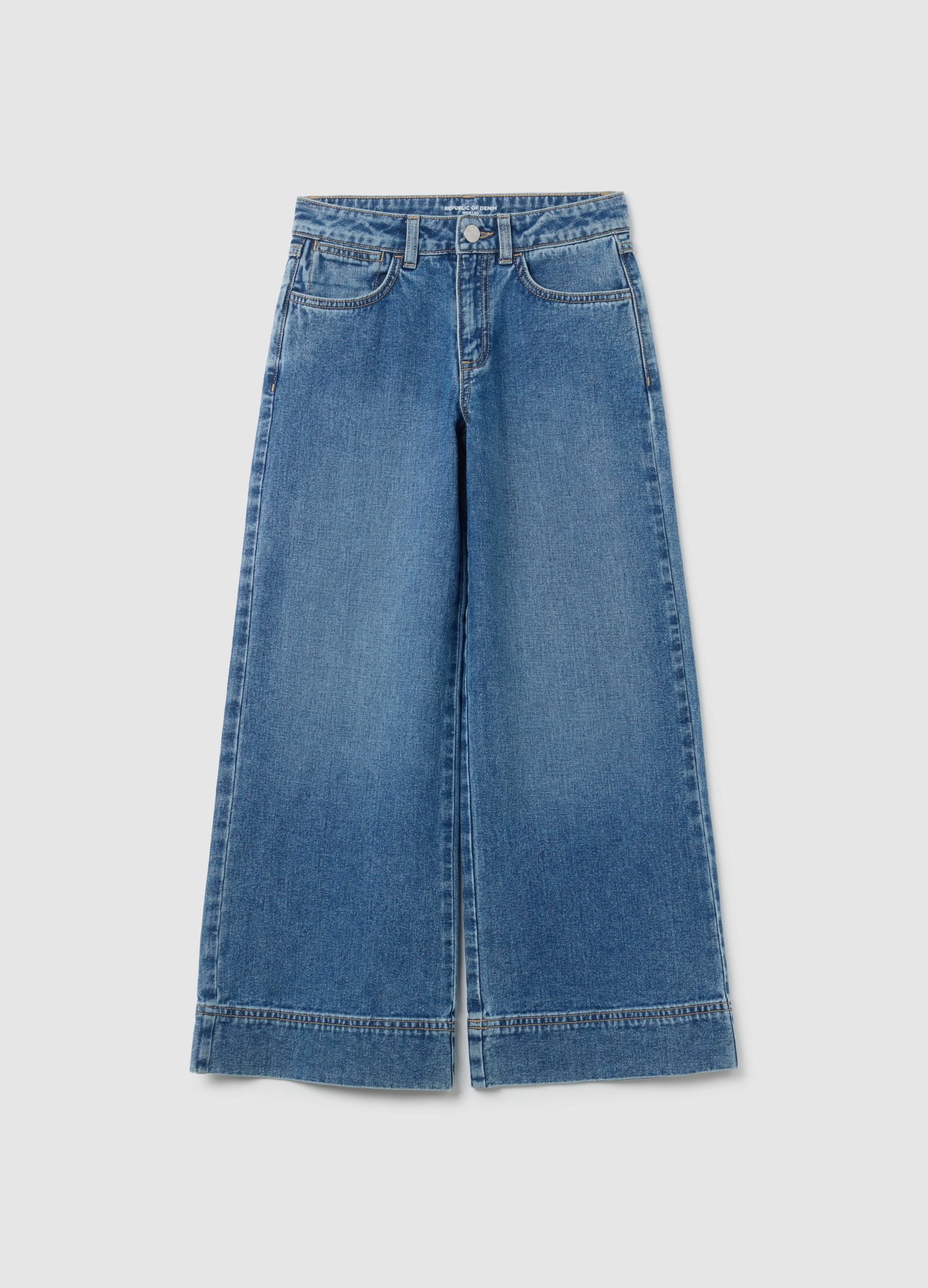 OVS, Mädchen-jeans Aus Blauer Reiner Baumwolle Mit Weitem Bein, Mädchen, Blu Bluette, Größe: 10-11