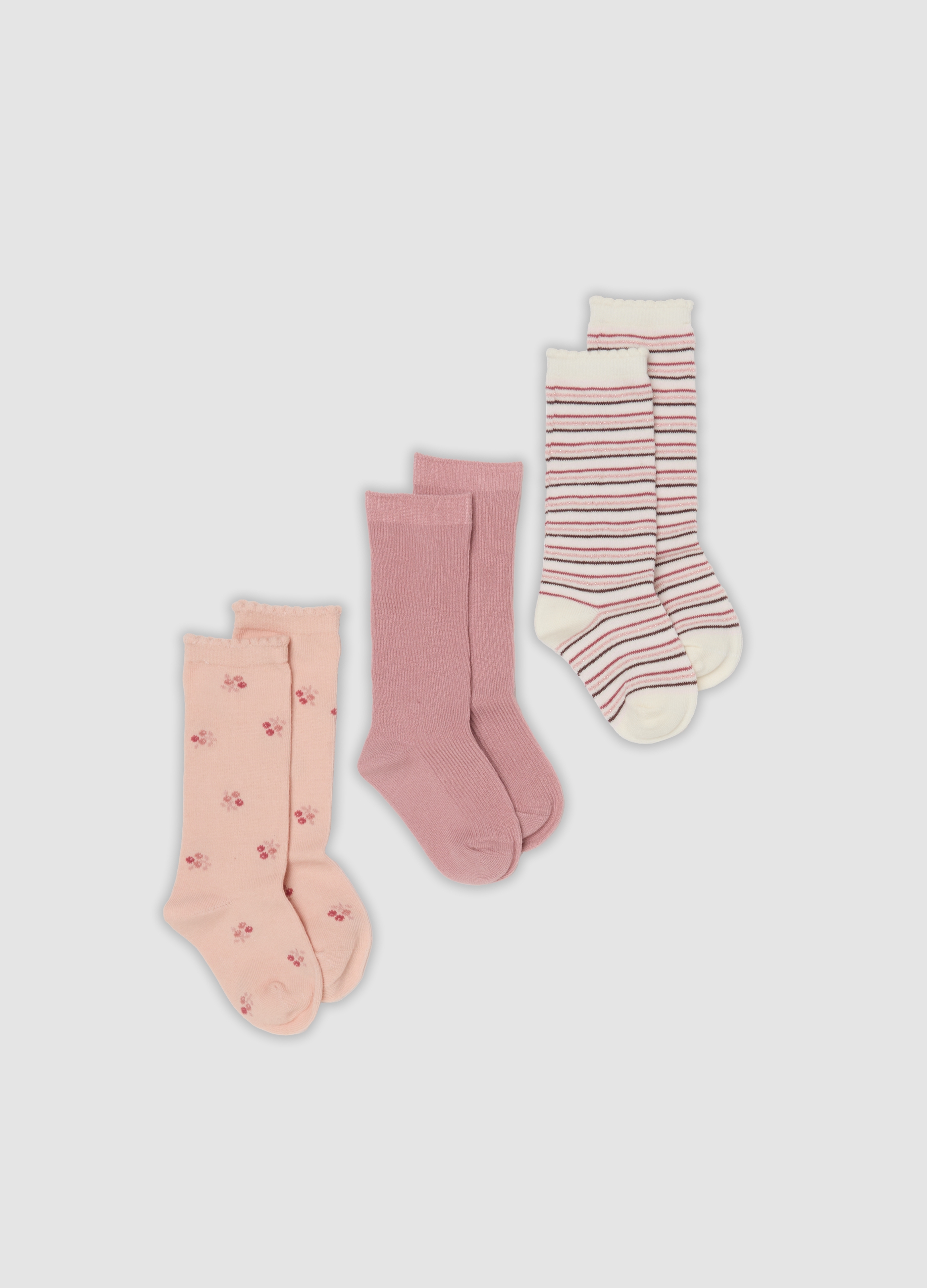 FAGOTTINO, Tripack Di Calze Lunghe Rosa In Cotone Organico Elasticizzato, Bambina, Rosa, Taglia: 12-18