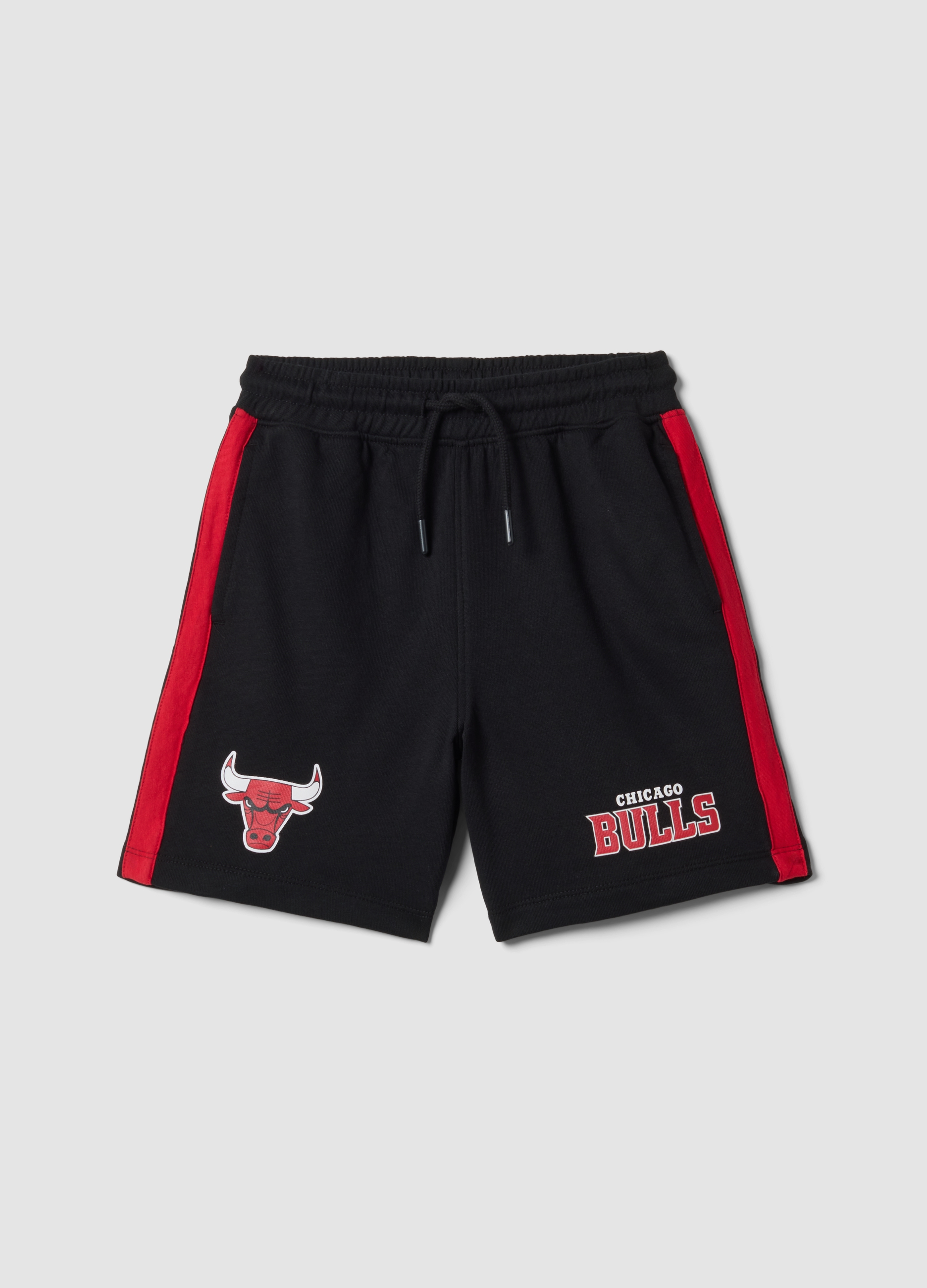 NBA, Short Negro De Algodón Puro Con Estampado Chicago Bulls Para Niño, Niño, Negro, Talla: 7-8