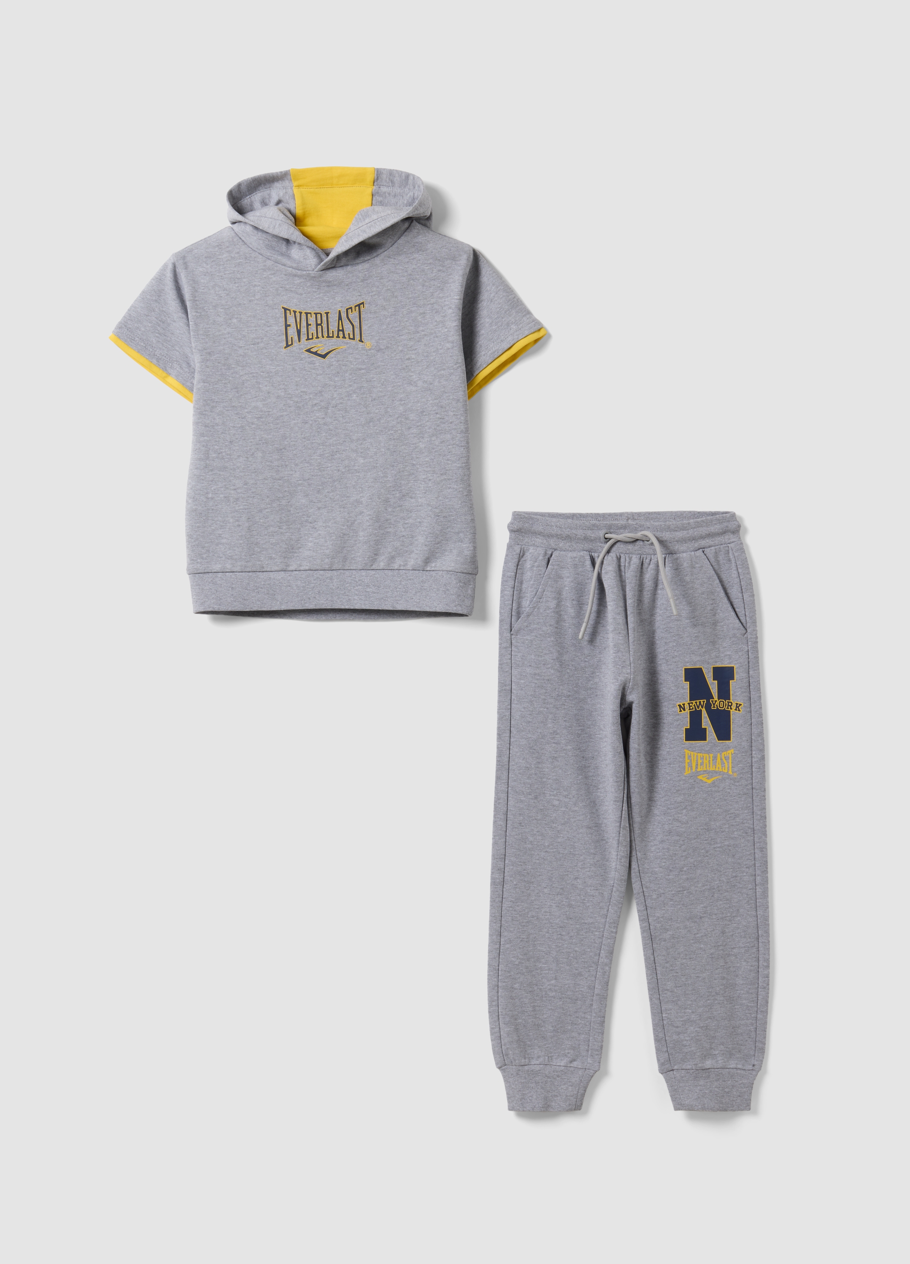 EVERLAST, Set Jogging Grigio In Puro Cotone Con Felpa E Pantaloni Per Bambino, Unisex, Grigio, Taglia: 5-6