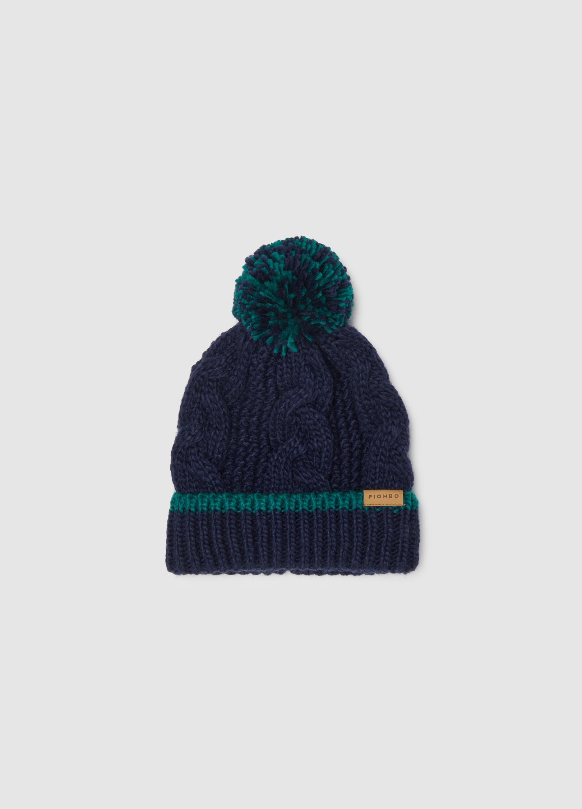 PIOMBO KIDS, Gorro Beanie Multicolor Infantil Con Borla, Niño, Azul/verde, Talla: 56
