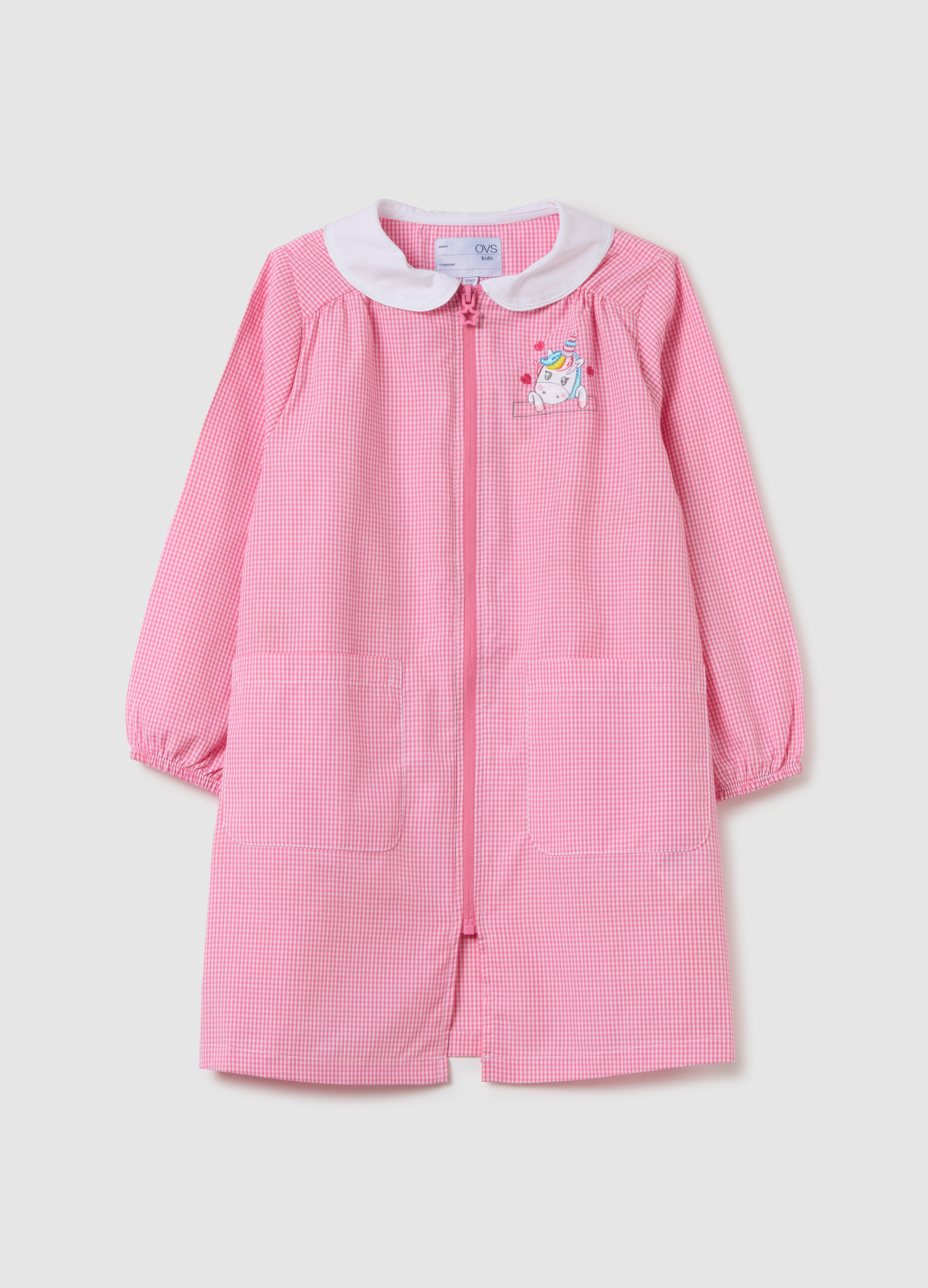 Bata Escolar Multicolor De Mezcla De Algodón Para Niñas Con Unicornios, Niña, Pink/White, Talla: 5-6