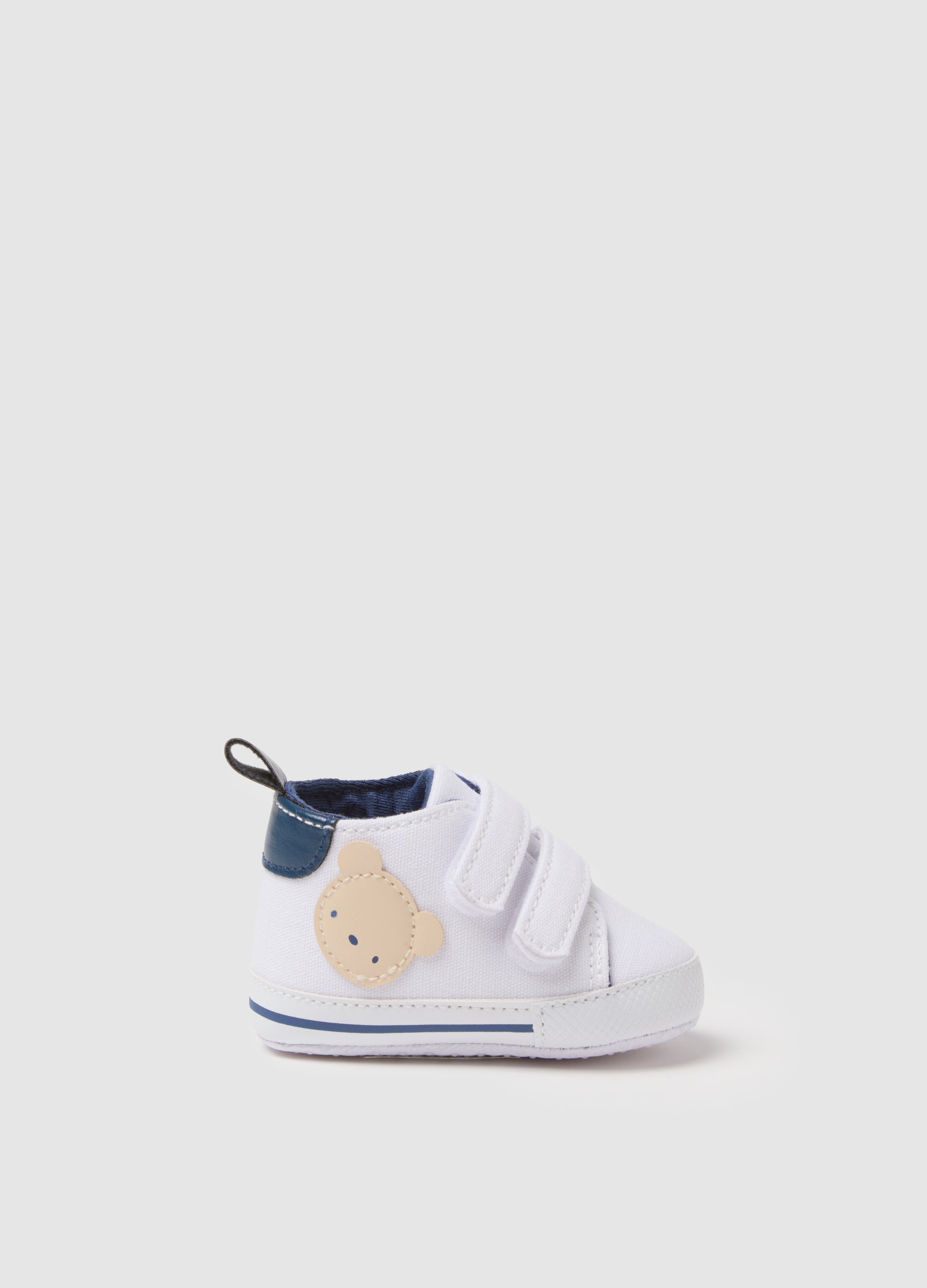 FAGOTTINO, Scarpine Bianche Da Neonato In Tela, Bebé Niño, Blanco/azul, Talla: 19