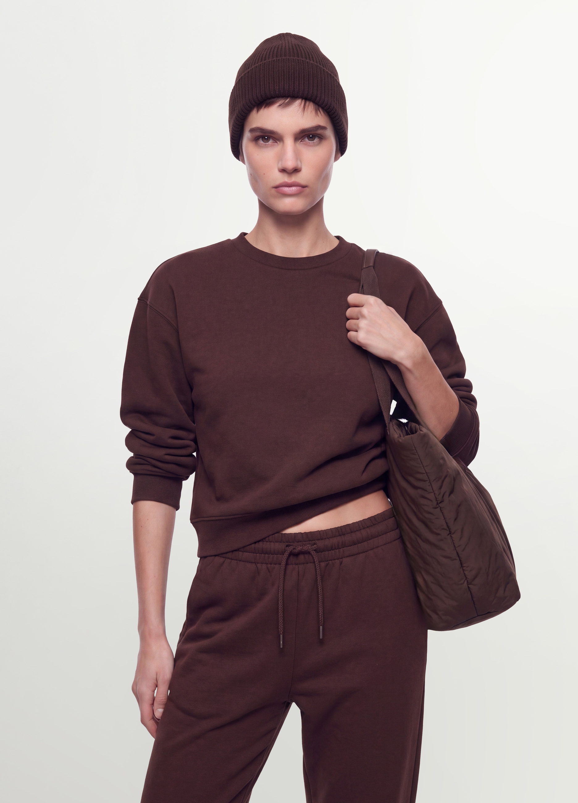 OVS, Felpa Marrone In Misto Cotone A Girocollo Regular Fit, Donna, Marrone, Taglia: L