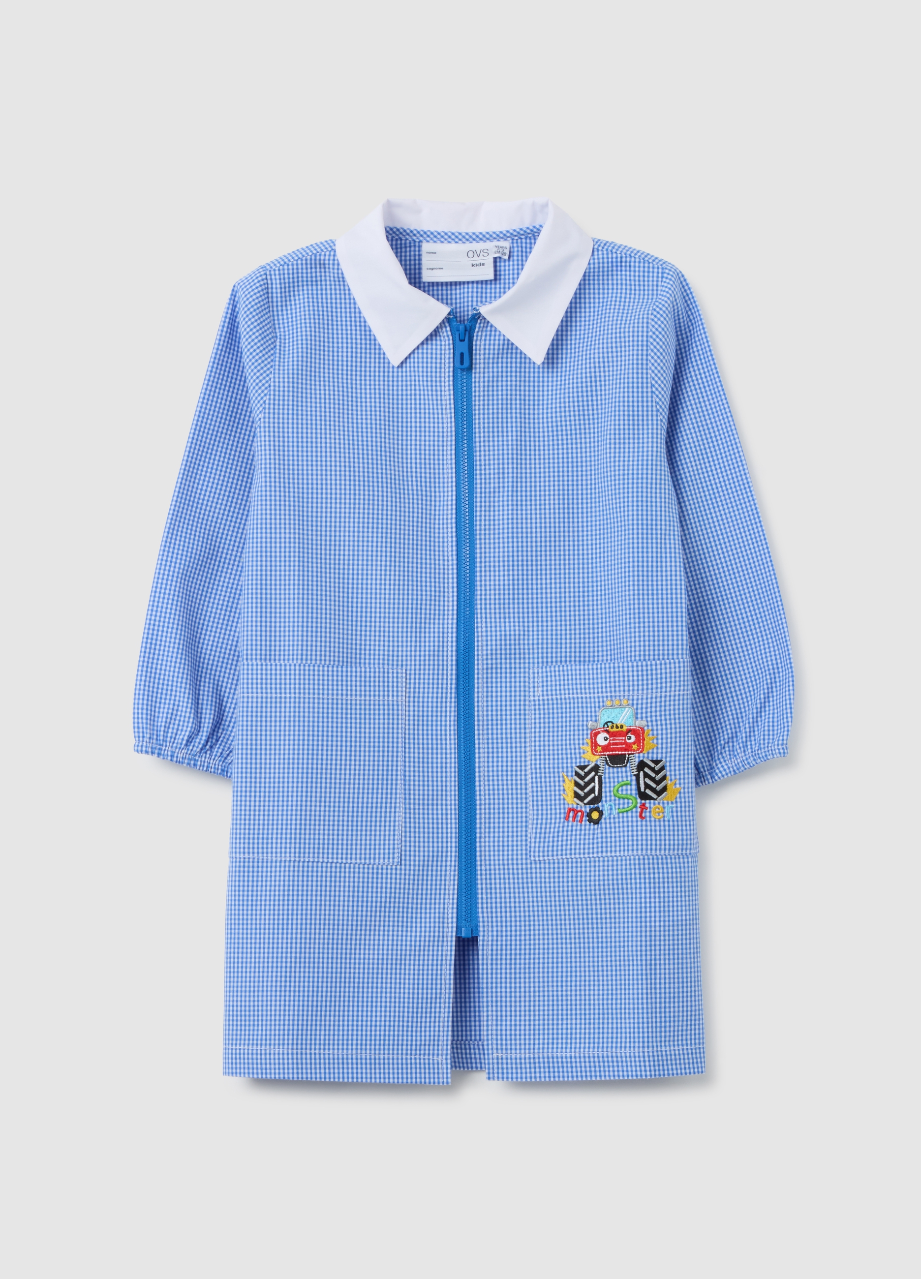 OVS, Grembiule Scolastico Da Bambino In Misto Cotone Multicolor Con Ricamo, Multicolor, Taglia: 2-3