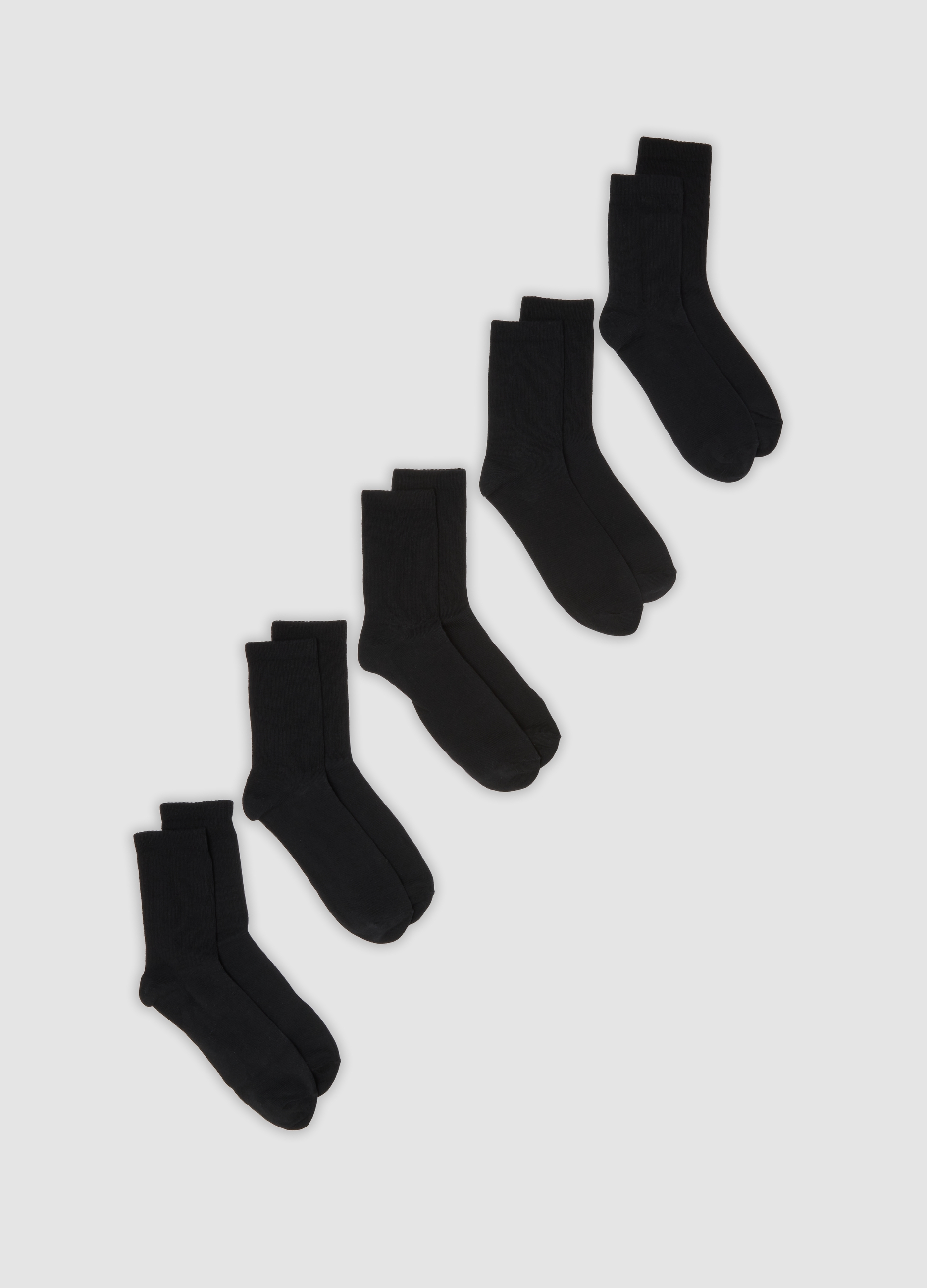 OVS, Multipack Di Cinque Calze Sportive Nere In Cotone Organico, Uomo, Nero, Taglia: ONE SIZE