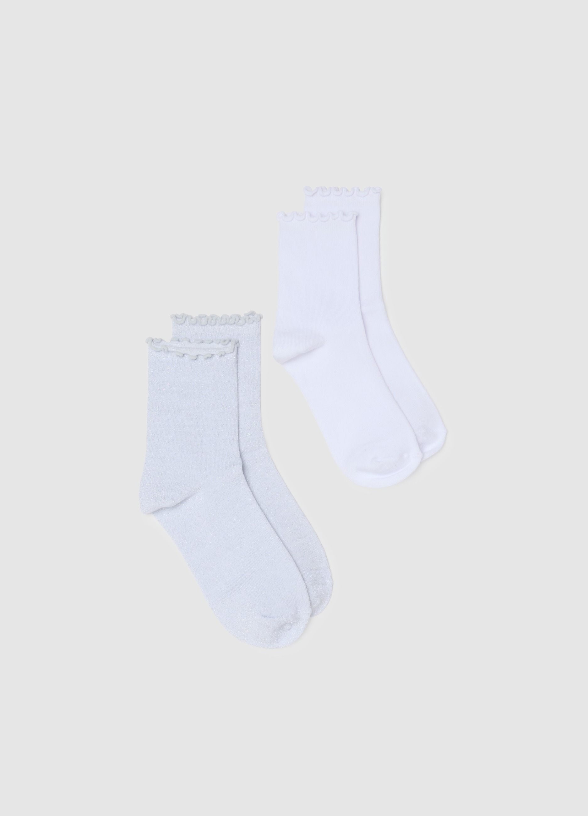 OVS, Bipack Di Calzini In Misto Cotone Multicolor Elasticizzati, Frau, Weiß/Grau, Größe: 36-38