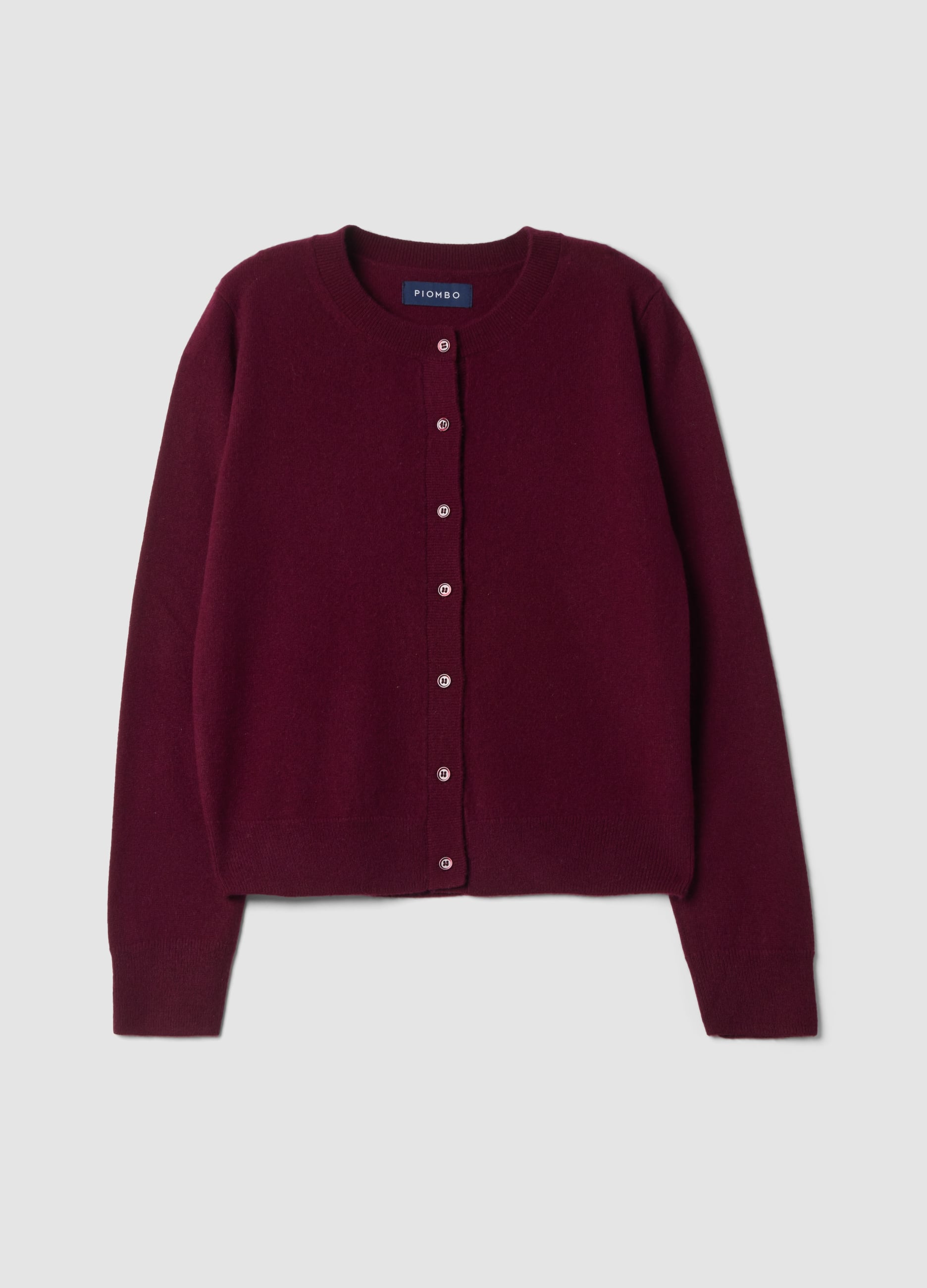Piombo Contemporary, Cardigan Rosso Girocollo In Puro Cashmere, Donna, Rosso, Taglia: XS