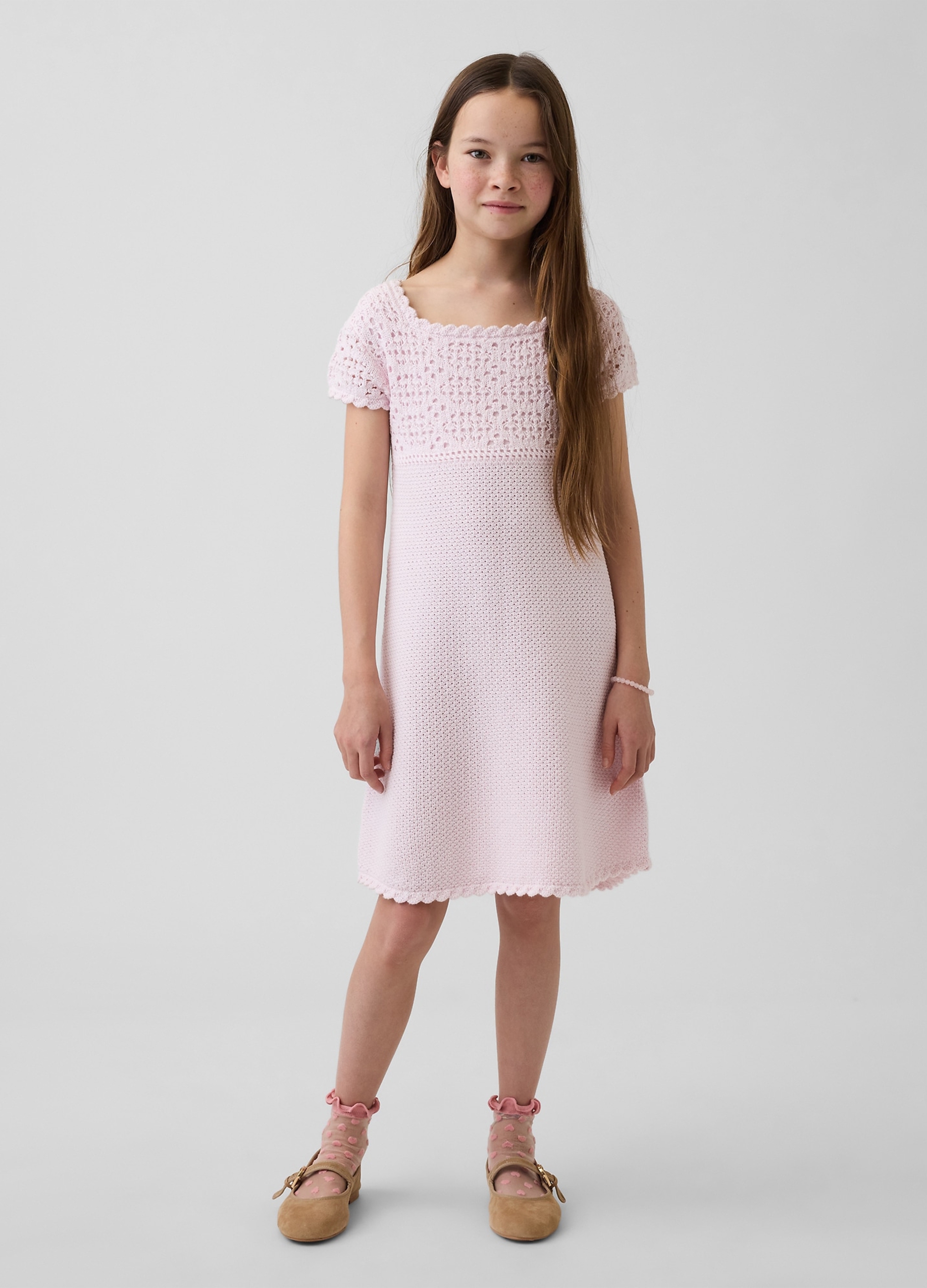 GAP KIDS , Abito In Puro Cotone In Crochet, Bambina, Rosa, Taglia: M