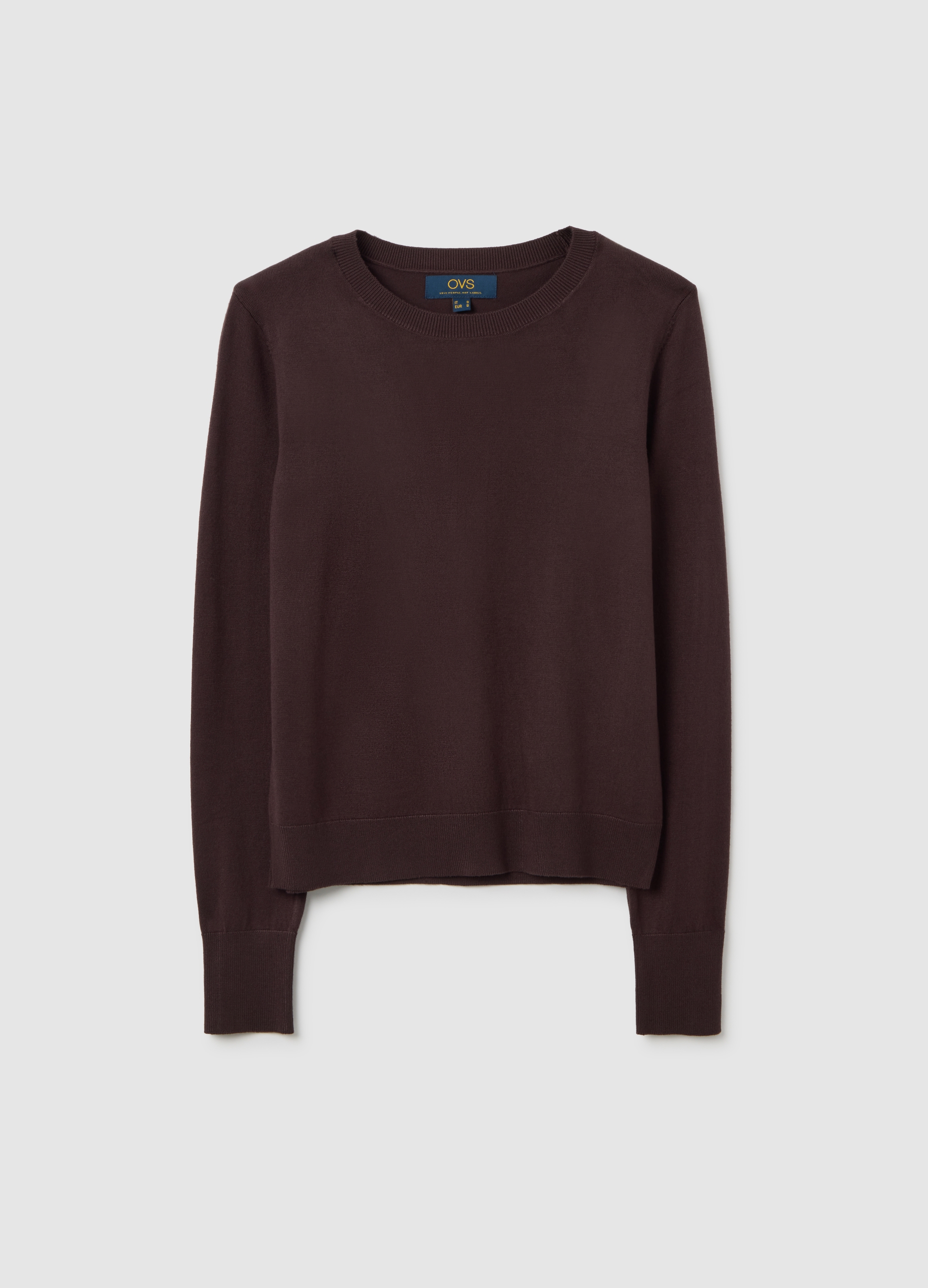 Maglia Blu Con Collo Rotondo, Mujer, Marrón oscuro, Talla: 42