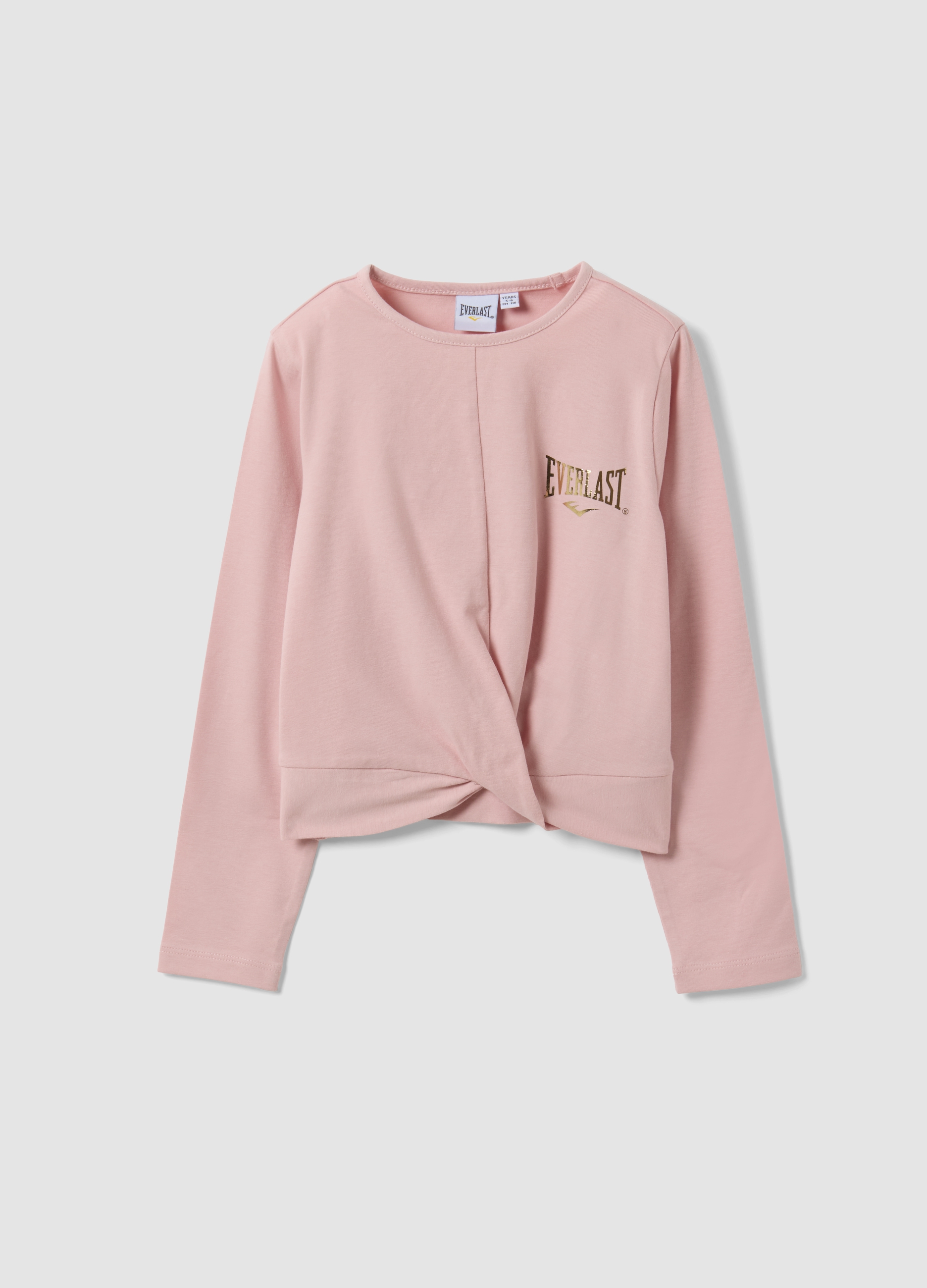 EVERLAST, T-shirt Rosa In Cotone Elasticizzato Con Nodo Frontale E Stampa Per Bambina, Unisex, Rosa, Taglia: 7-8