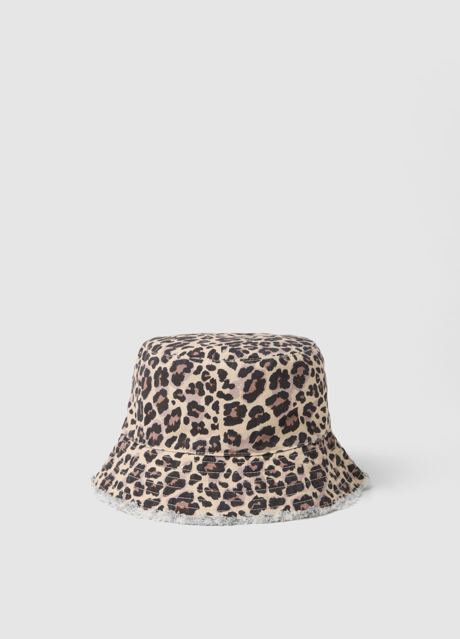 OVS KIDS, Cappello A Secchiello In Puro Cotone Multicolor Leopardato Da Bambina, Multicolor, Taglia: 56