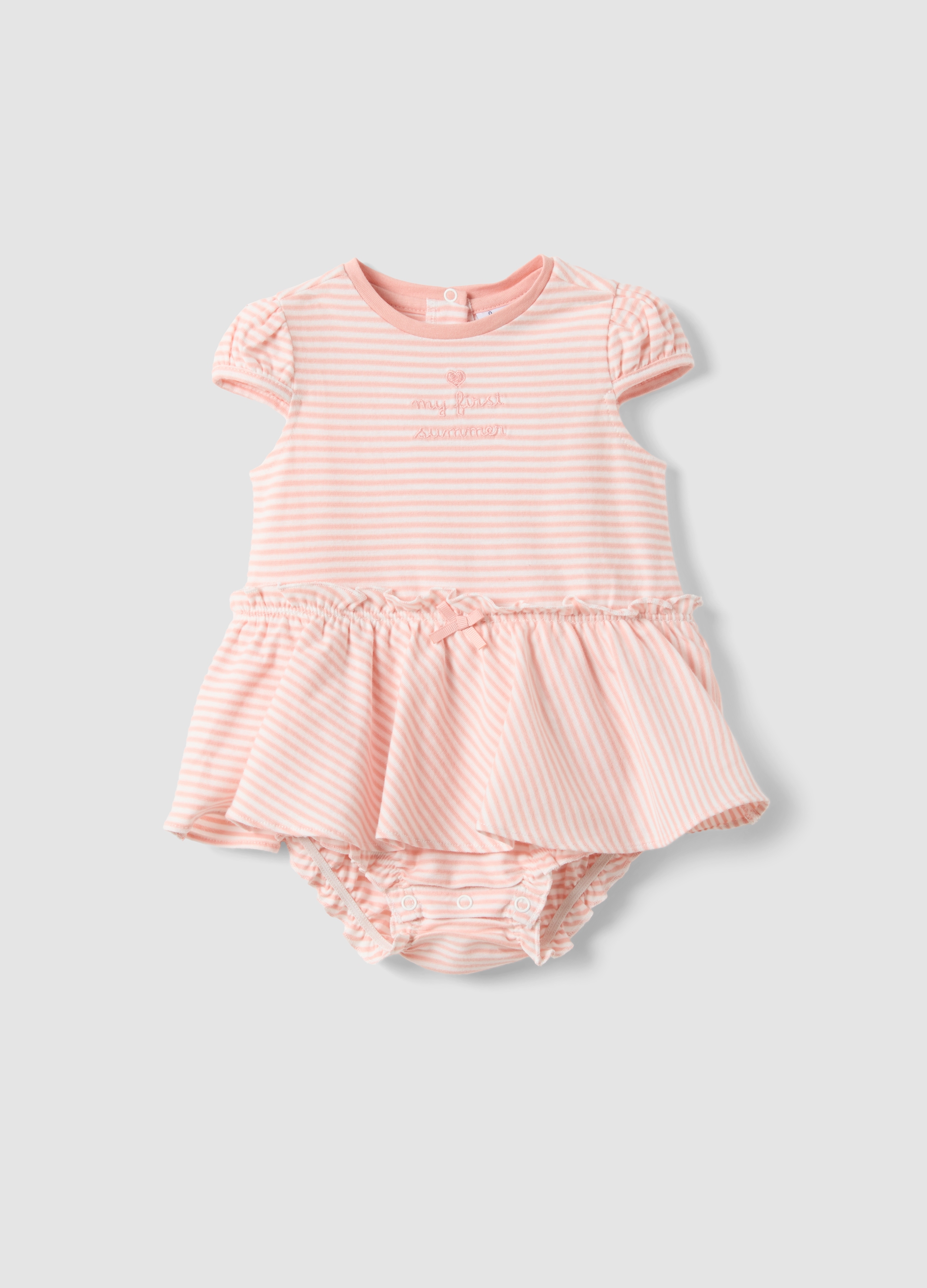 FAGOTTINO, Ranita De Algodón Puro A Rayas Multicolor Con Bordado Para Bebé Niña, Bebé Niña, Pink/White, Talla: 3-6