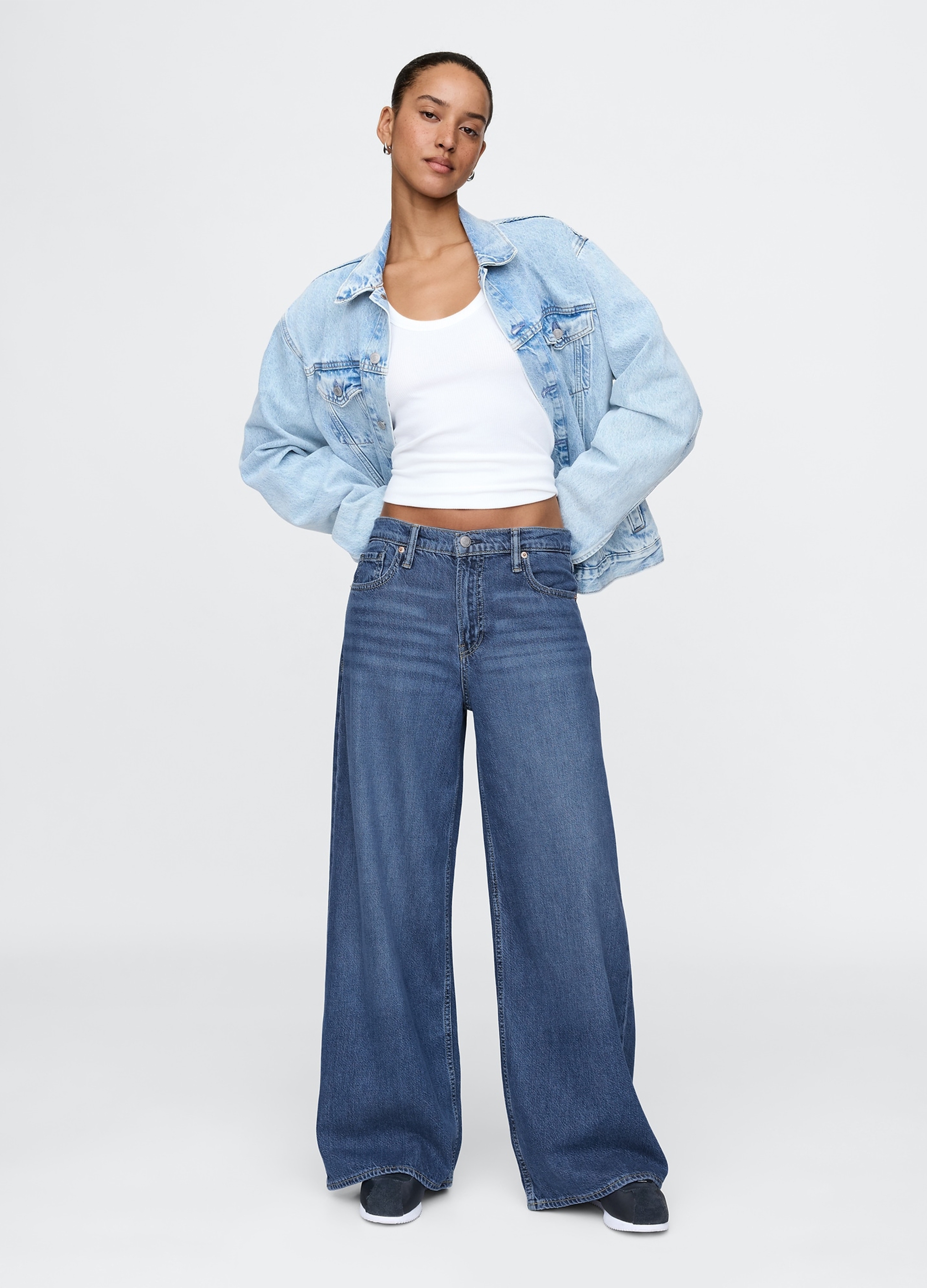 GAP, Jeans A Gamba Larga, Donna, Denim, Taglia: 42 REGULAR