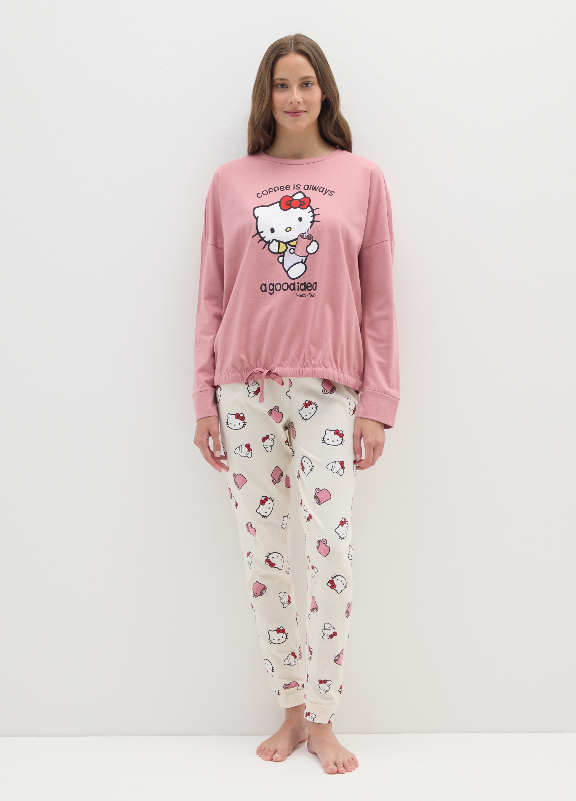 OVS, Pigiama In Puro Cotone Multicolor Regular Fit Di Hello Kitty, Donna, Multicolor, Taglia: S