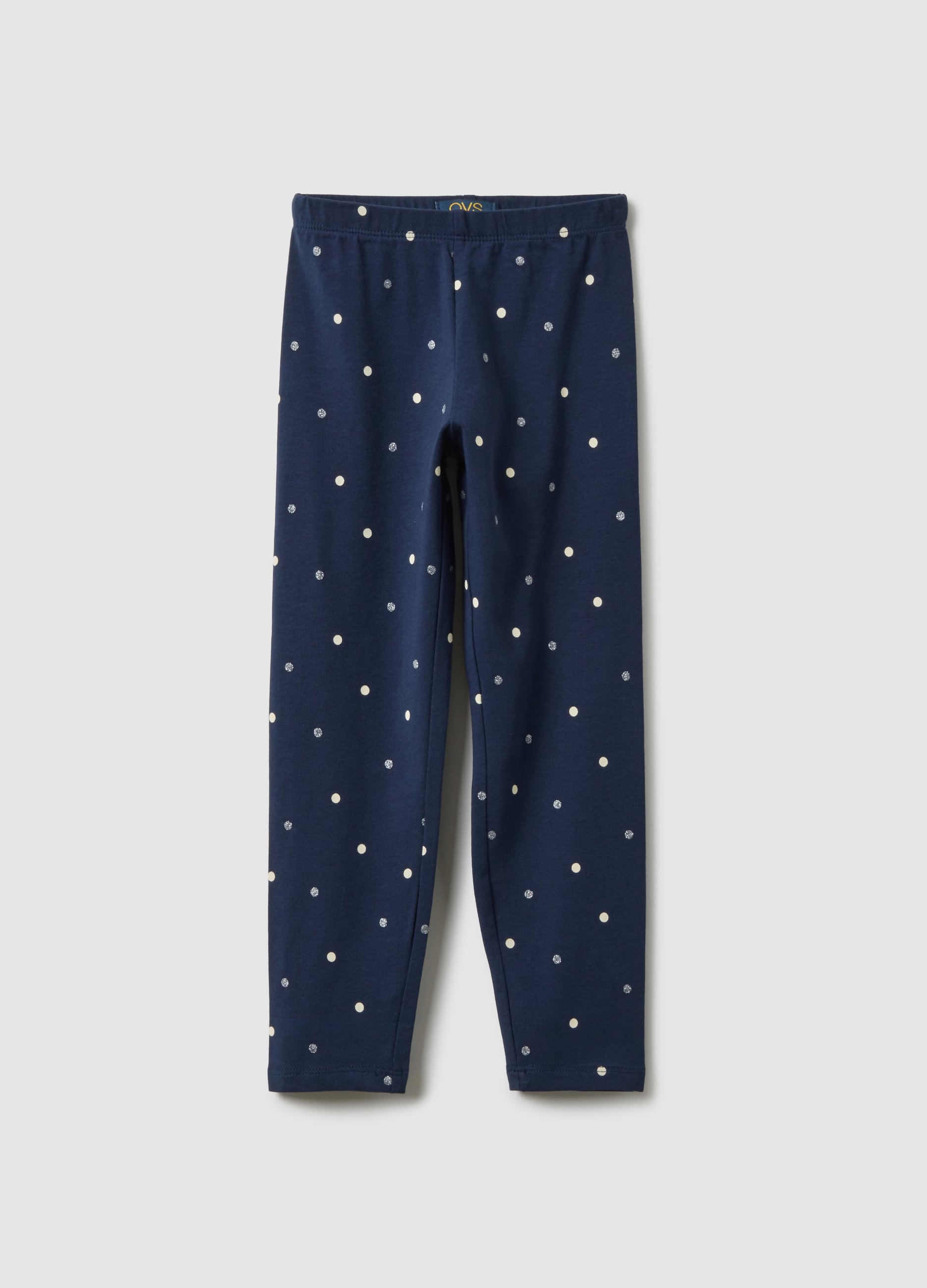 OVS KIDS, Leggings In Cotone Elasticizzato Blu Per Bambina Slim Fit, Multicolor, Taglia: 3-4