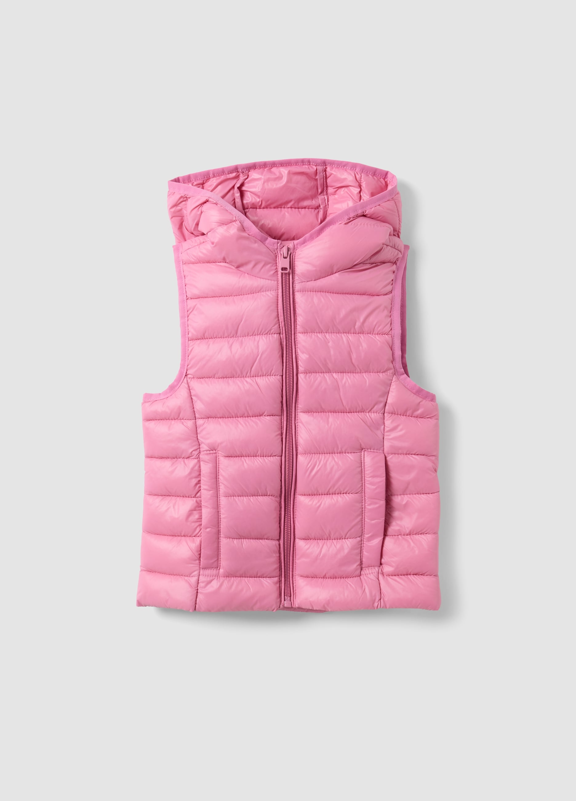 OVS KIDS, Gilet Ultralight Rosa Imbottito Con Cappuccio E Zip Per Bambina, Rosa, Taglia: 8-9