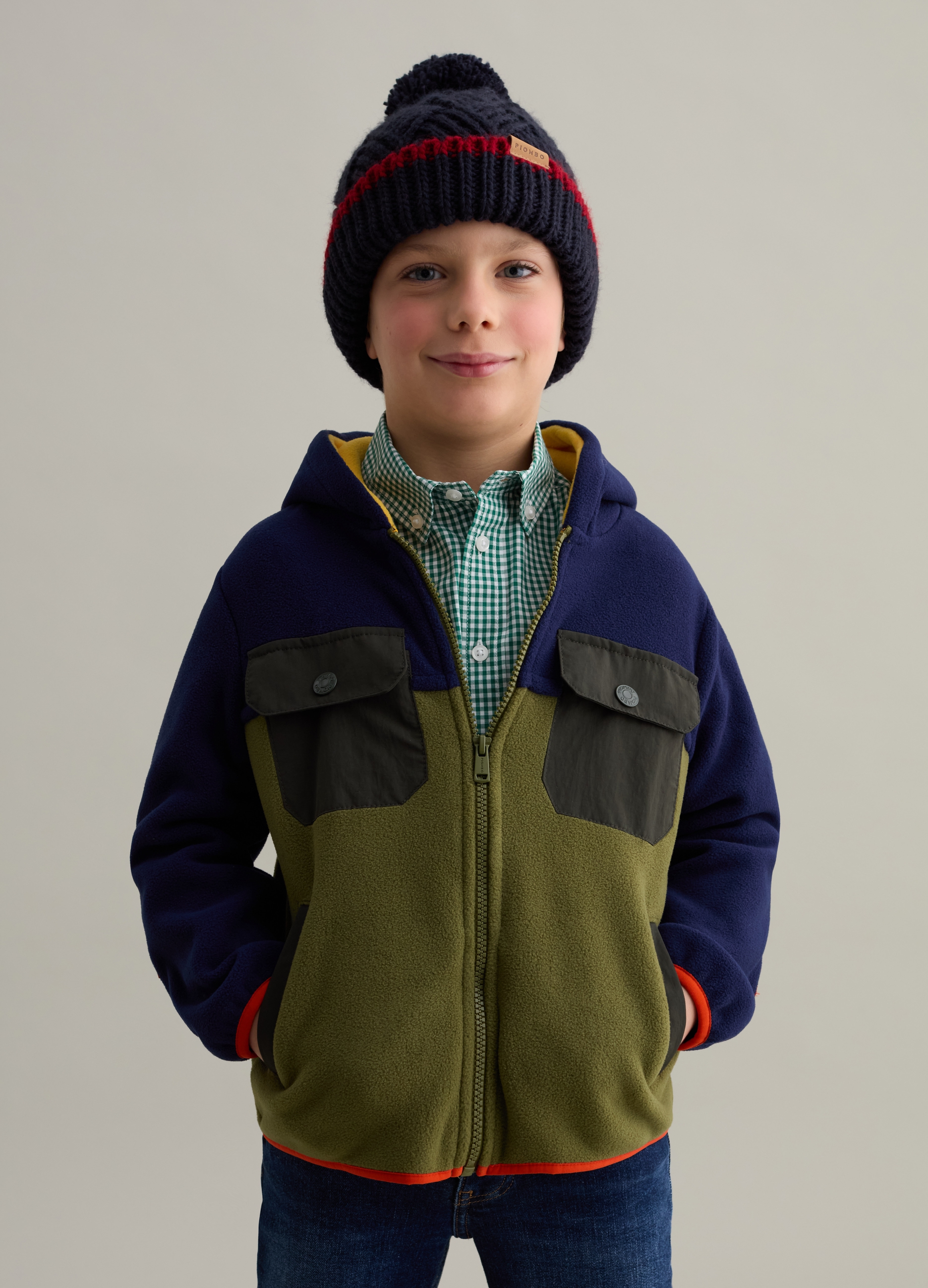 PIOMBO KIDS, Full-zip Color Block In Pile Con Cappuccio, Bambino, Multicolor, Taglia: 8