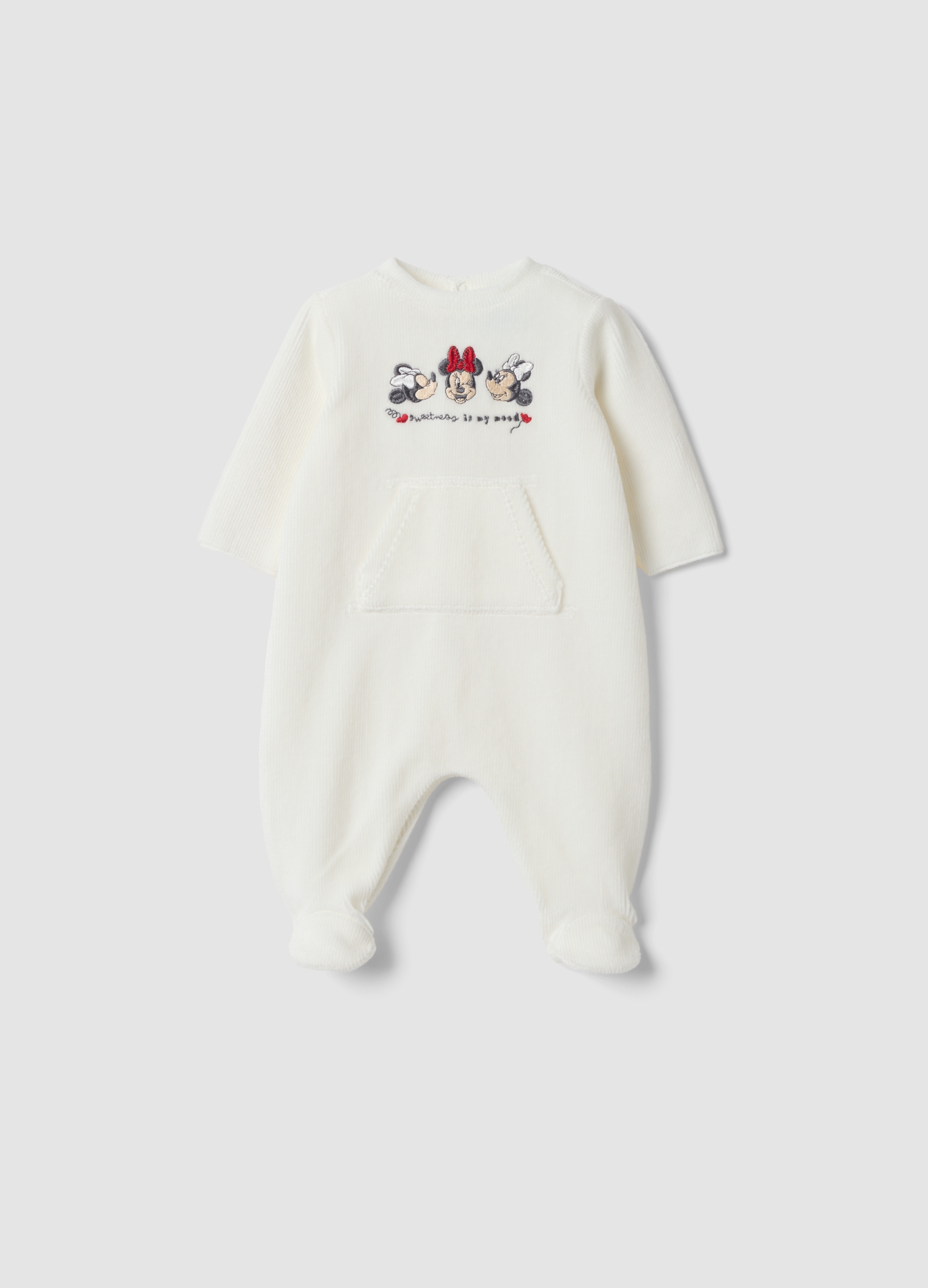 FAGOTTINO, Tutina Bianca In Cotone Organico Elasticizzato Con Piedini E Stampa Minnie, Neonata, Bianco, Taglia: 0-1