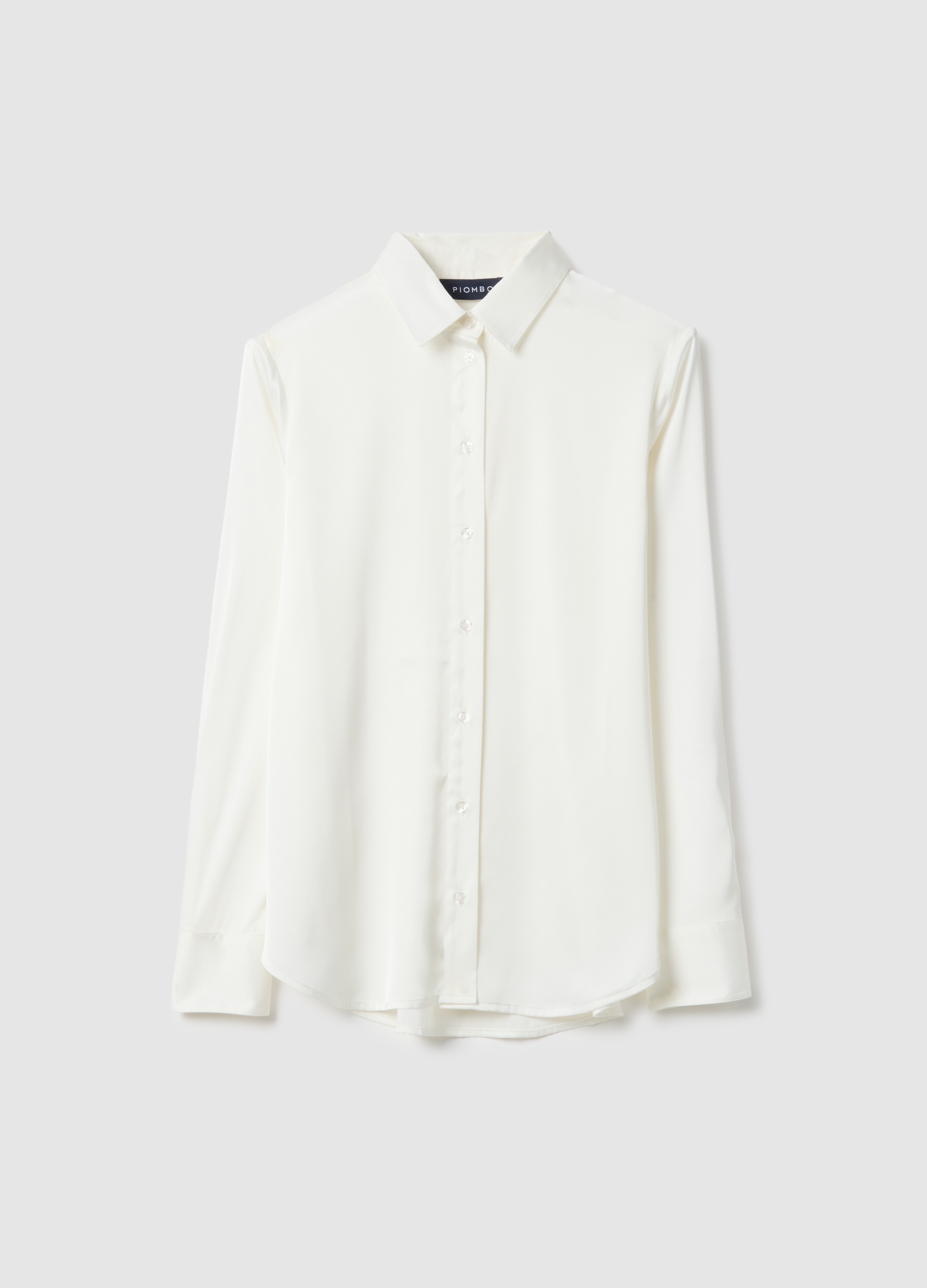 Piombo Contemporary, Camisa Blanca De Manga Larga Regular Fit, Mujer, Blanco óptico, Talla: 40