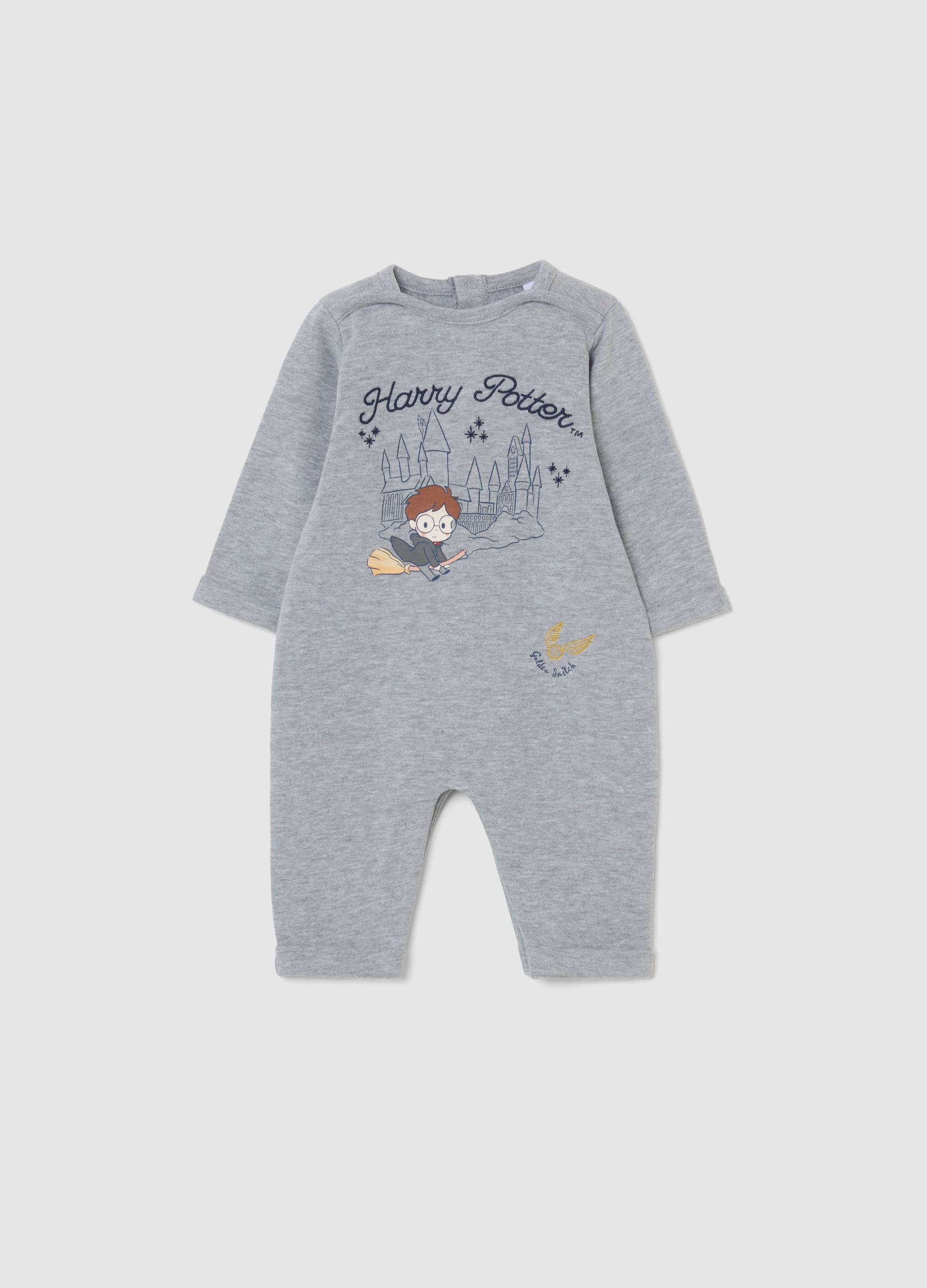 FAGOTTINO, Tutina Da Neonato In Puro Cotone Grigia Con Stampa Harry Potter, Unisex, Grigio, Taglia: 3-6
