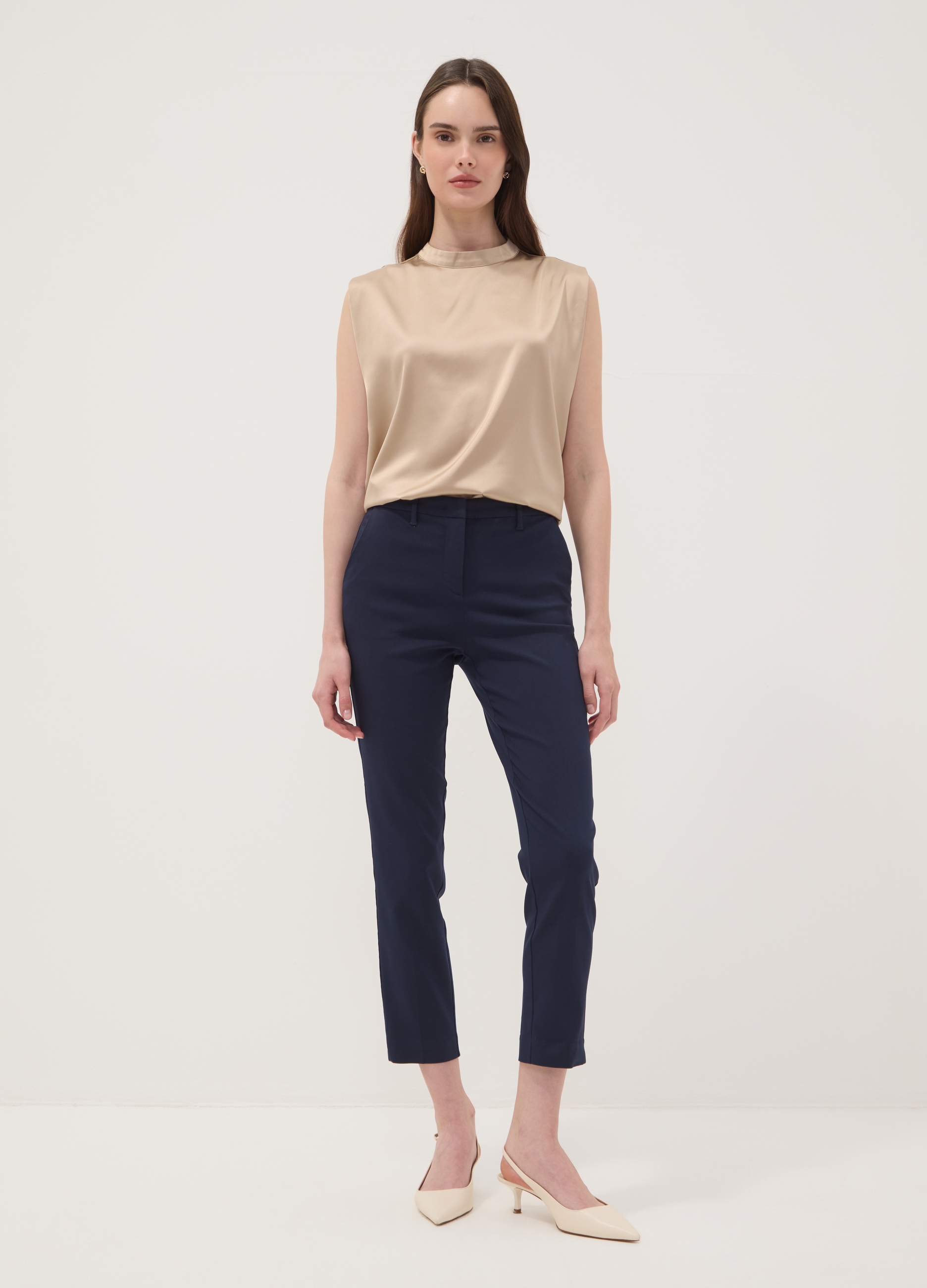 OVS, Pantaloni Chino Blu In Viscosa Elasticizzata Slim Fit, Donna, Blu, Taglia: 42