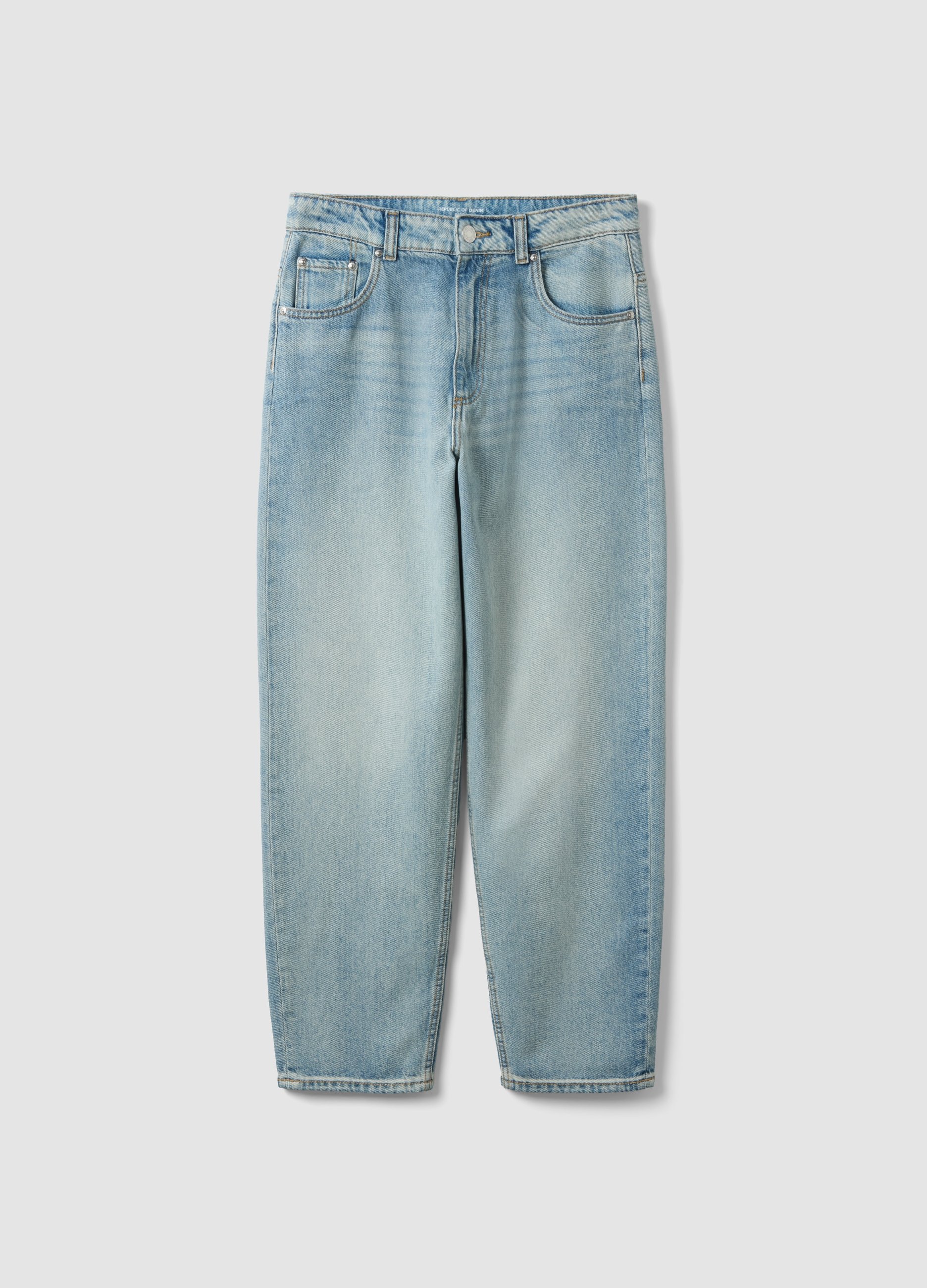 REPUBLIC OF DENIM, Jeans Baggy In Puro Cotone Denim Azzurri Da Ragazzo, Bambino, Denim, Taglia: 12-13