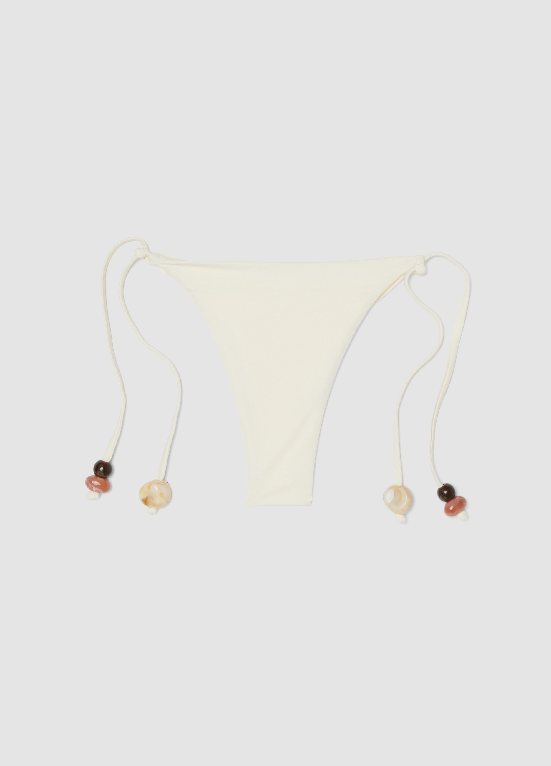 Braguita De Bikini Blanca De Tejido Elástico Con Lazadas Laterales Y Piedras, Mujer, Blanco suave, Talla: 4