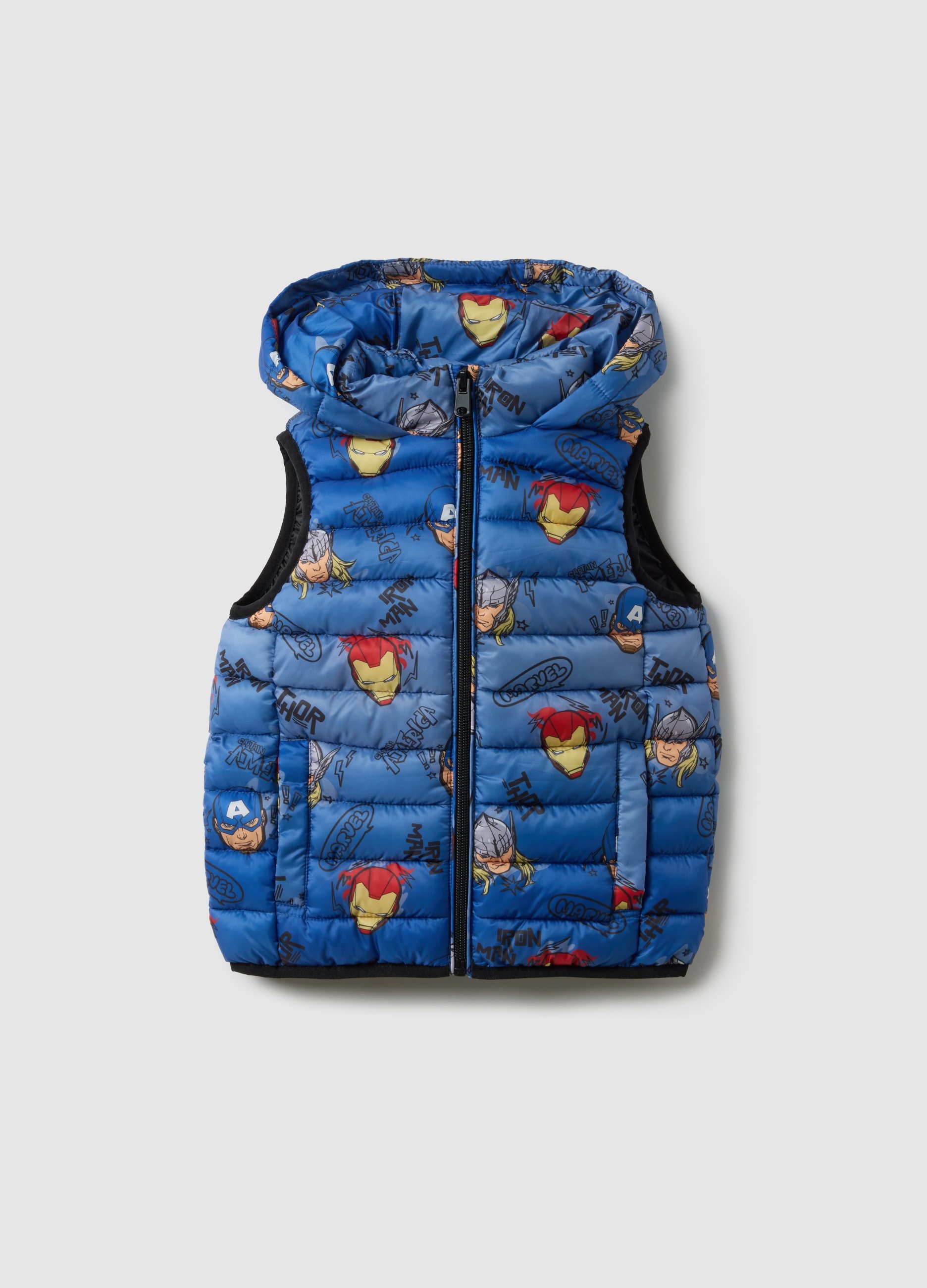 MARVEL, Gilet Imbottito Multicolor Da Bambino Regular Fit Con Stampe E Zip, Multicolor, Taglia: 4-5