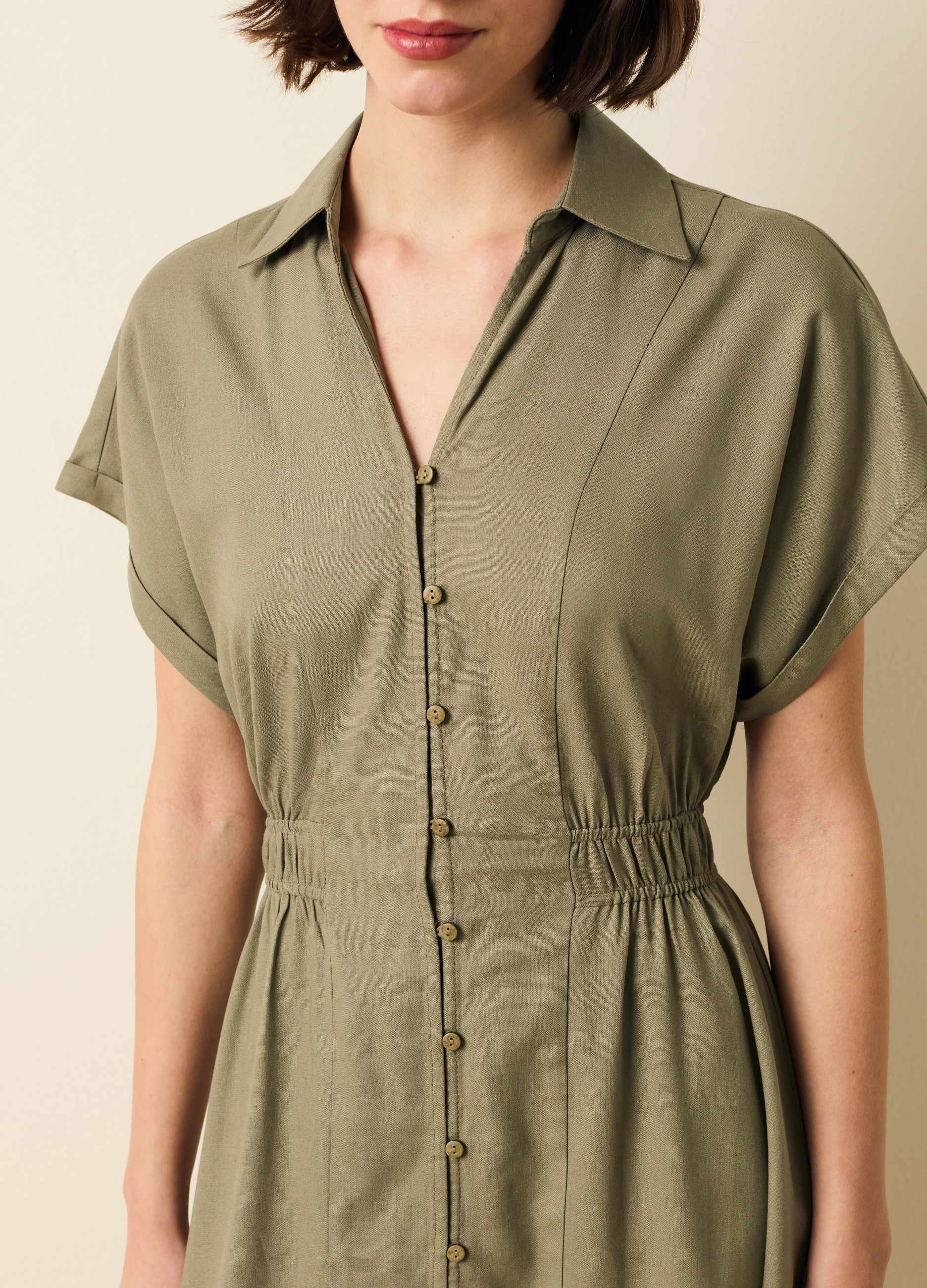 OVS, Vestito Chemisier Maniche Corte, Donna, Verde, Taglia: 42