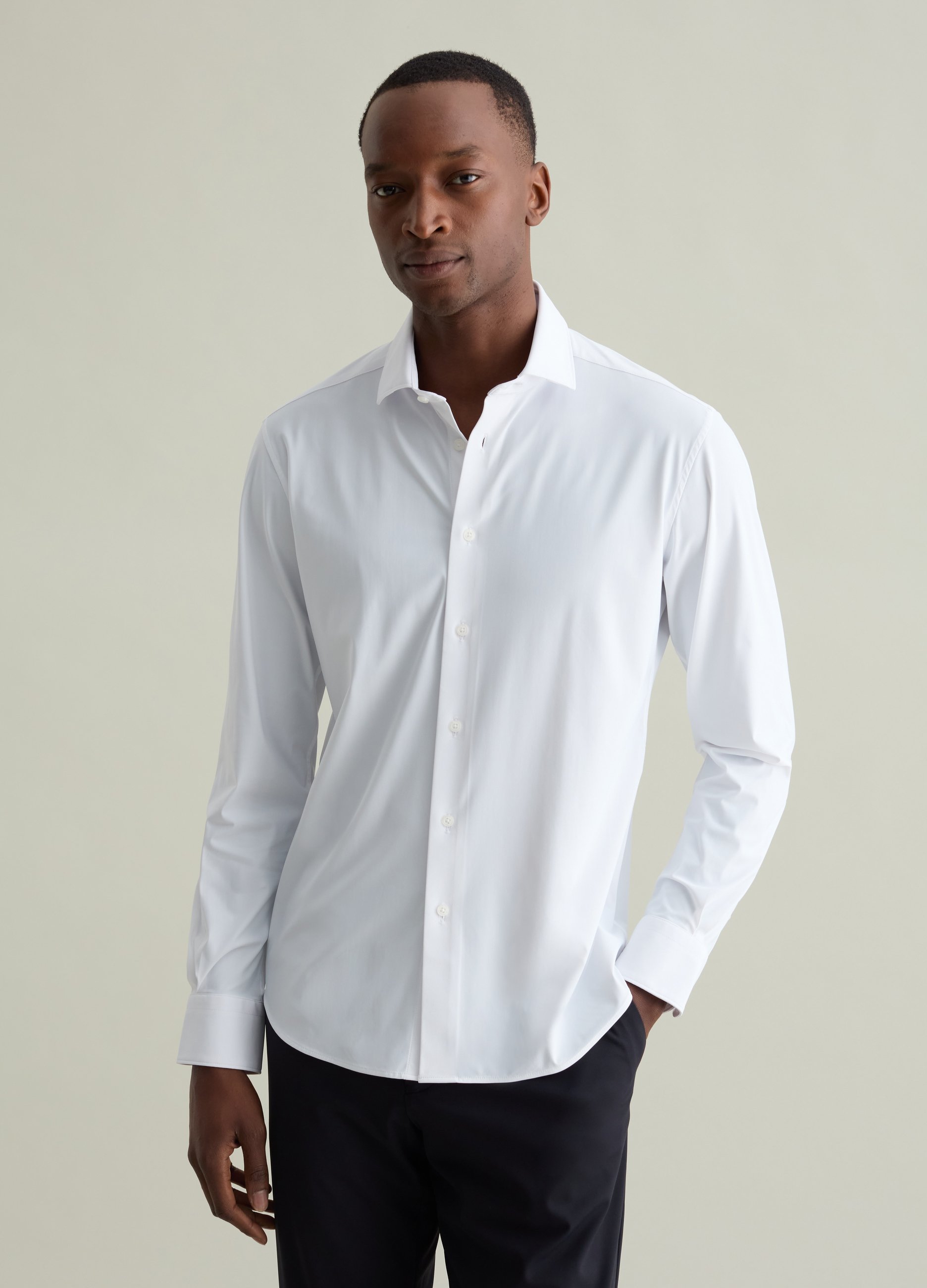 PIOMBO, Camicia Regular Fit In Tessuto Tecnico, Uomo, Bianco, Taglia: L