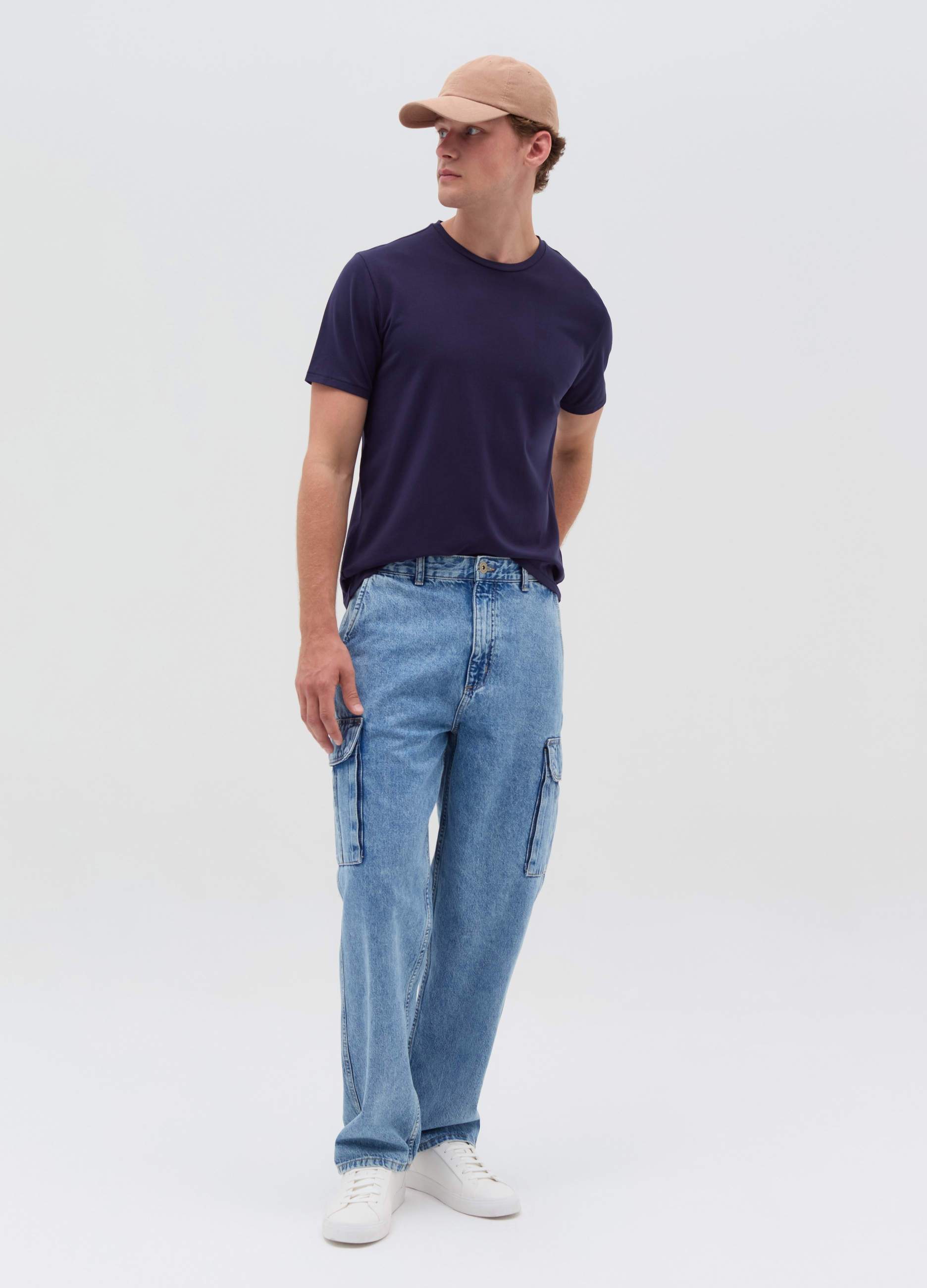 OVS, T-shirt Girocollo In Cotone Stretch, Uomo, Blu, Taglia: XL