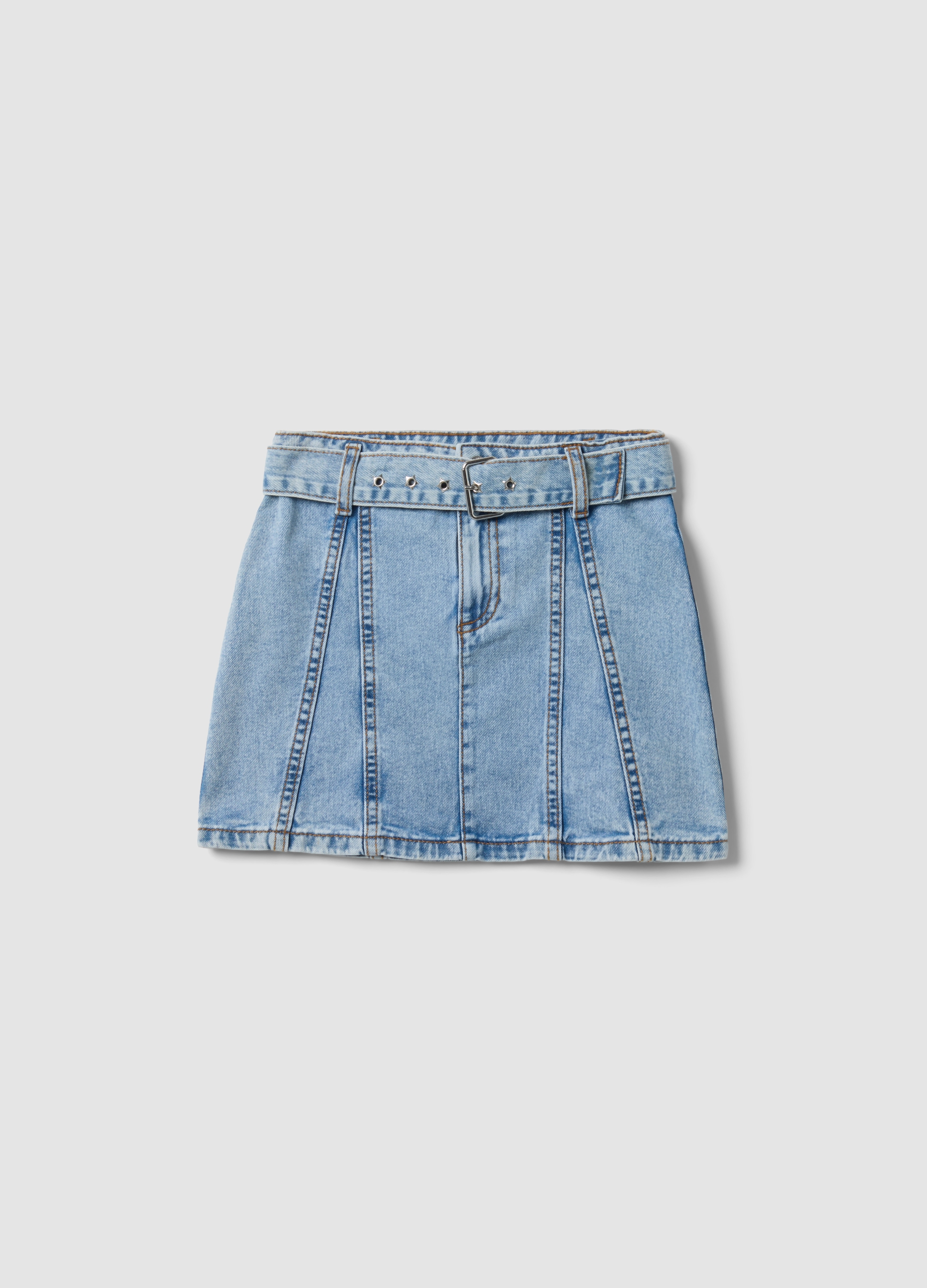 REPUBLIC OF DENIM, Gonna Denim Azzurra In Puro Cotone Con Cintura Coordinata Per Bambina, Azzurro, Taglia: 7-8