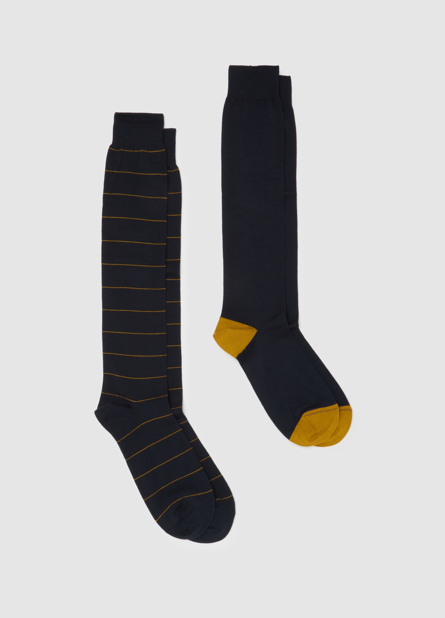 Bipack Calze Lunghe Blu A Righe, Hombre, Negro, Talla: 43/46