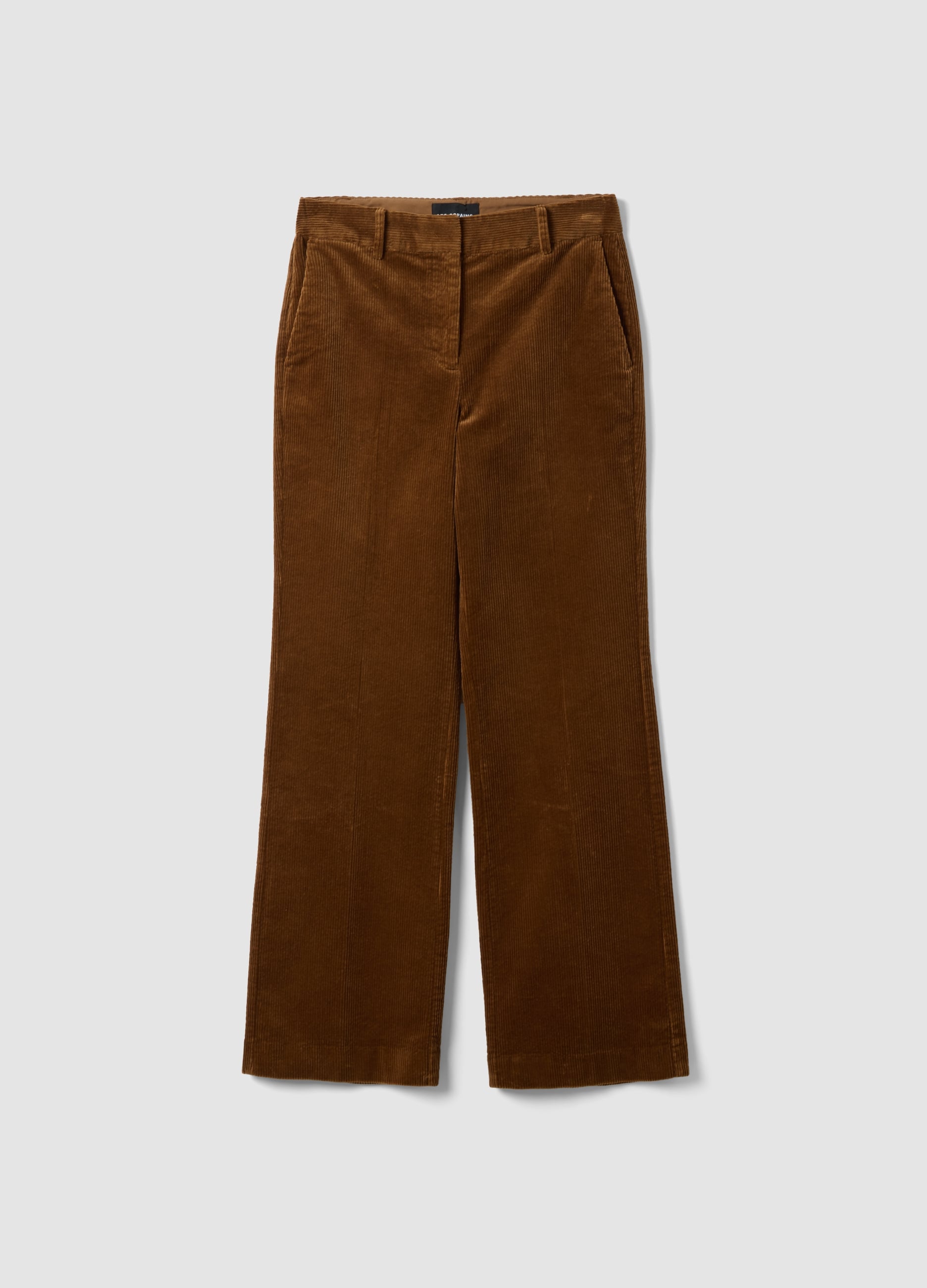 LES COPAINS, Pantaloni Marroni Flare In Cotone Elasticizzato A Coste, Donna, Marrone, Taglia: 40